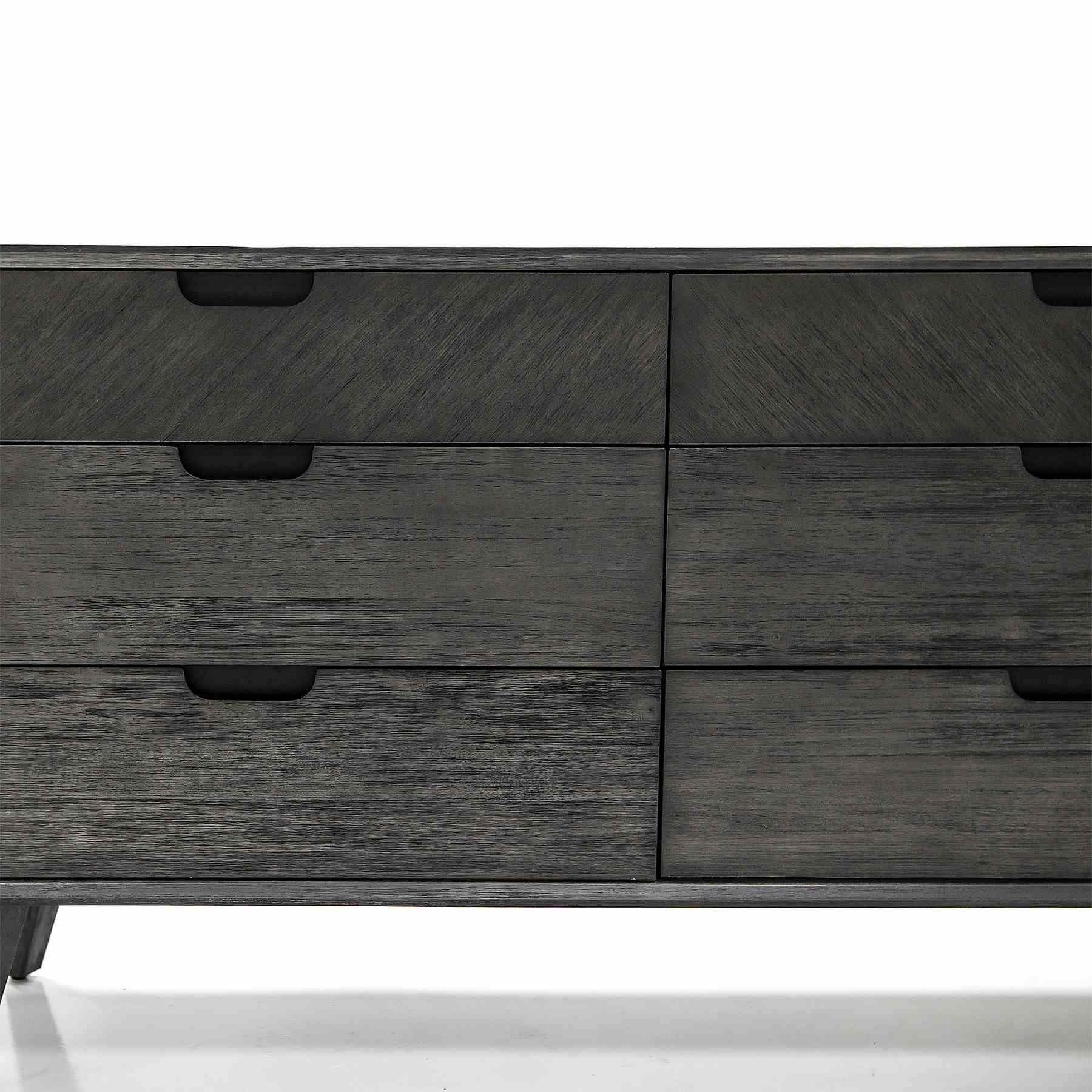 Mohave Mid-Century Tundra Gray Acacia 6 Drawer Dresser - Image 7