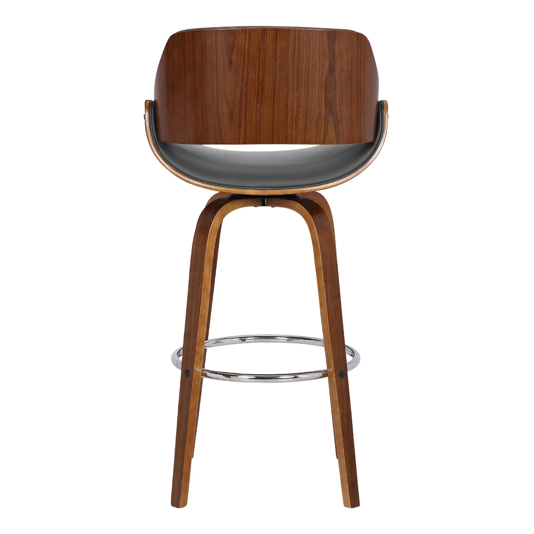 Mona 26" Counter Height Swivel Gray Faux Leather and Walnut Wood Bar Stool - Image 5