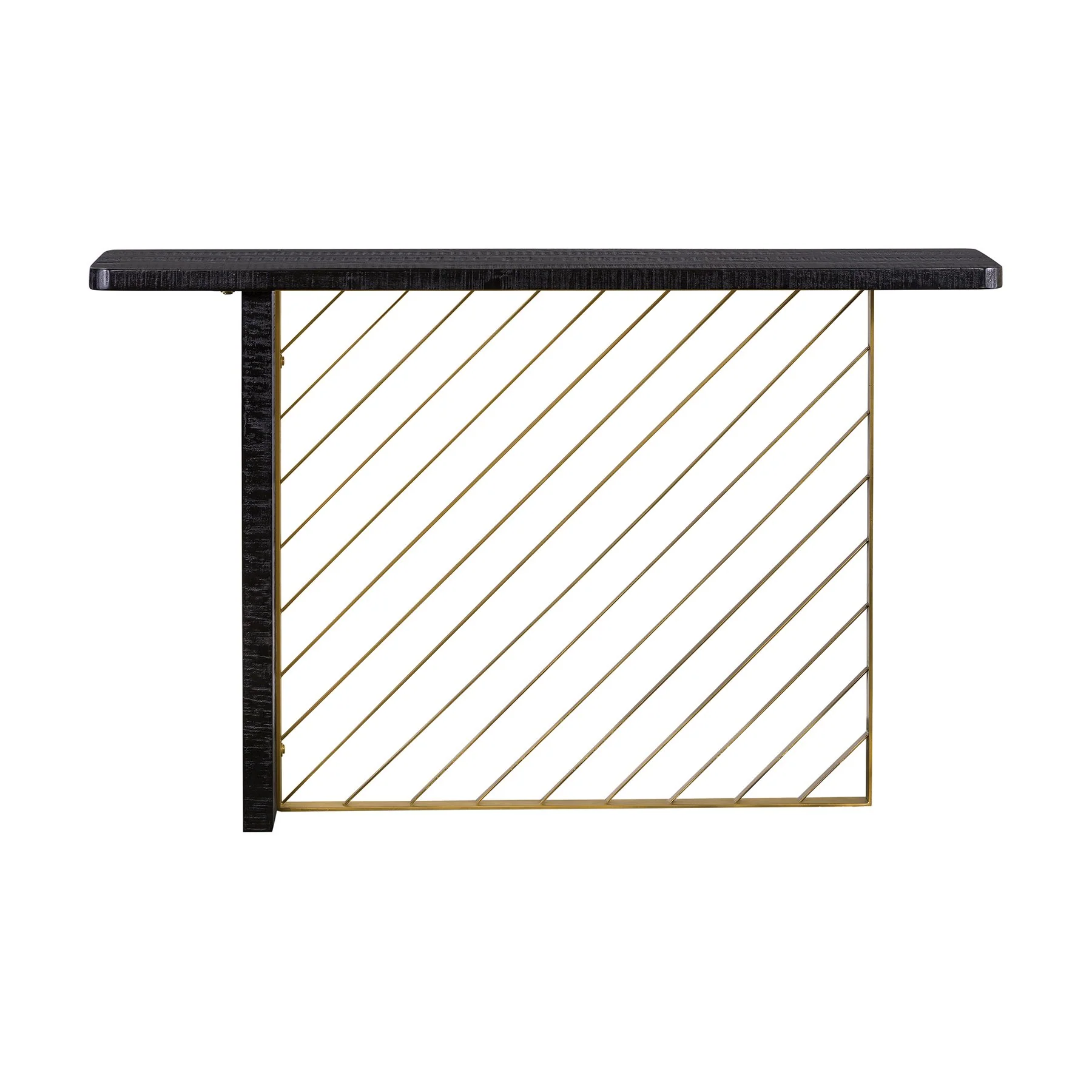 Monaco Black Wood Console Table with Antique Brass Accent - Image 2