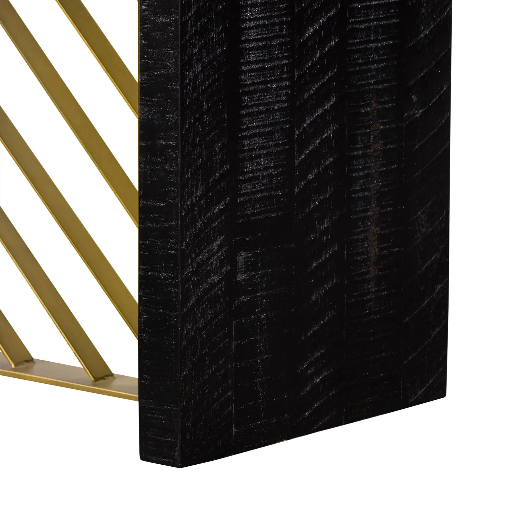 Monaco Black Wood Dining Table with Antique Brass Accent - Image 3