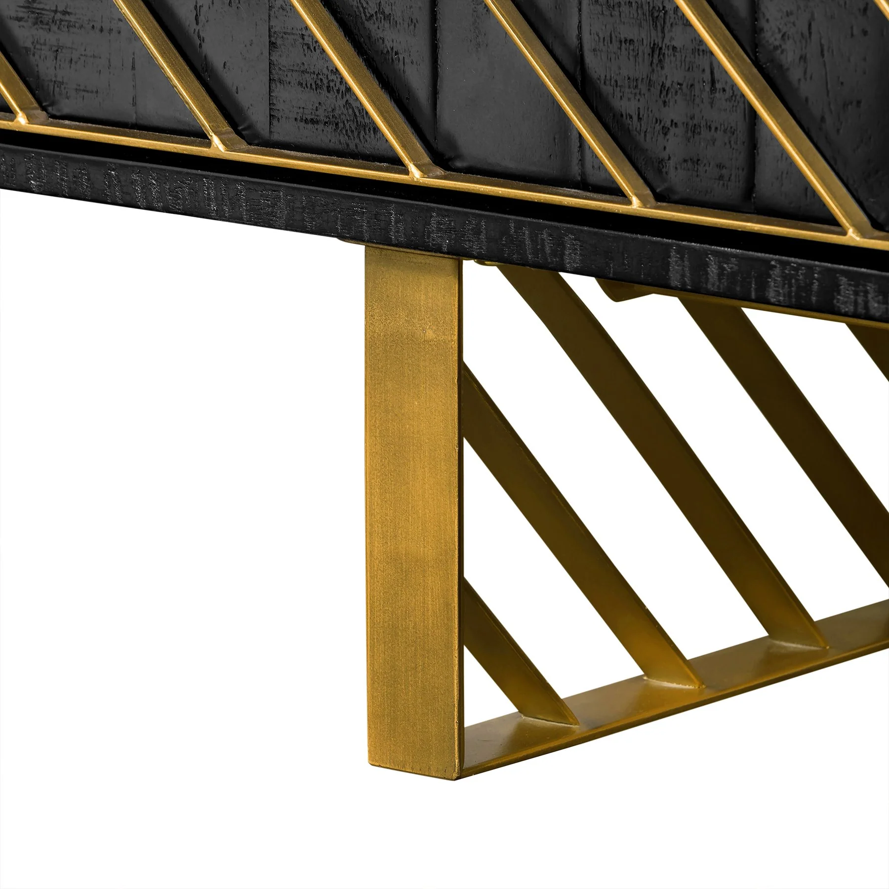 Monaco Rectangular Black Wood Sideboard with Antique Brass Accent - Image 7