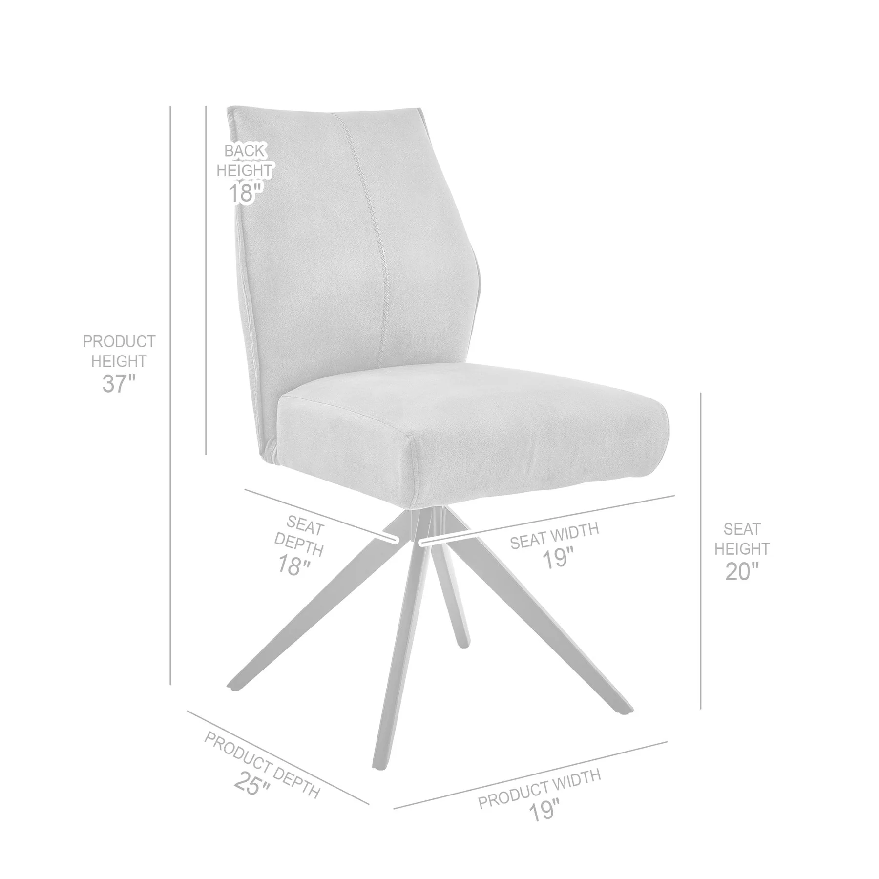 Monarch Swivel Dining Room Accent Chair in Gray Fabric and Brushed Stainless Steel Finish - Set of 2 - Image 8