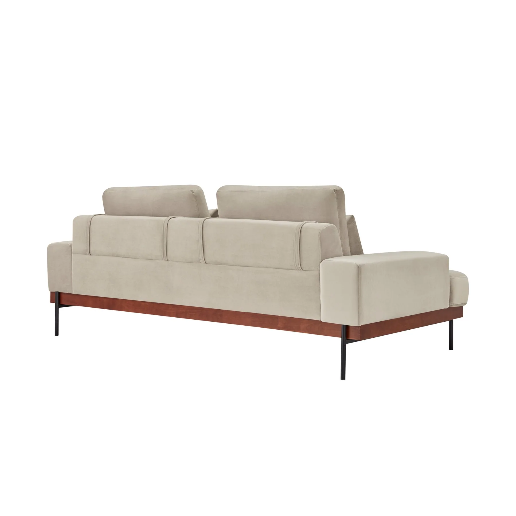Monet 86" Mid-Century Modern Beige Velvet Sofa - Image 3