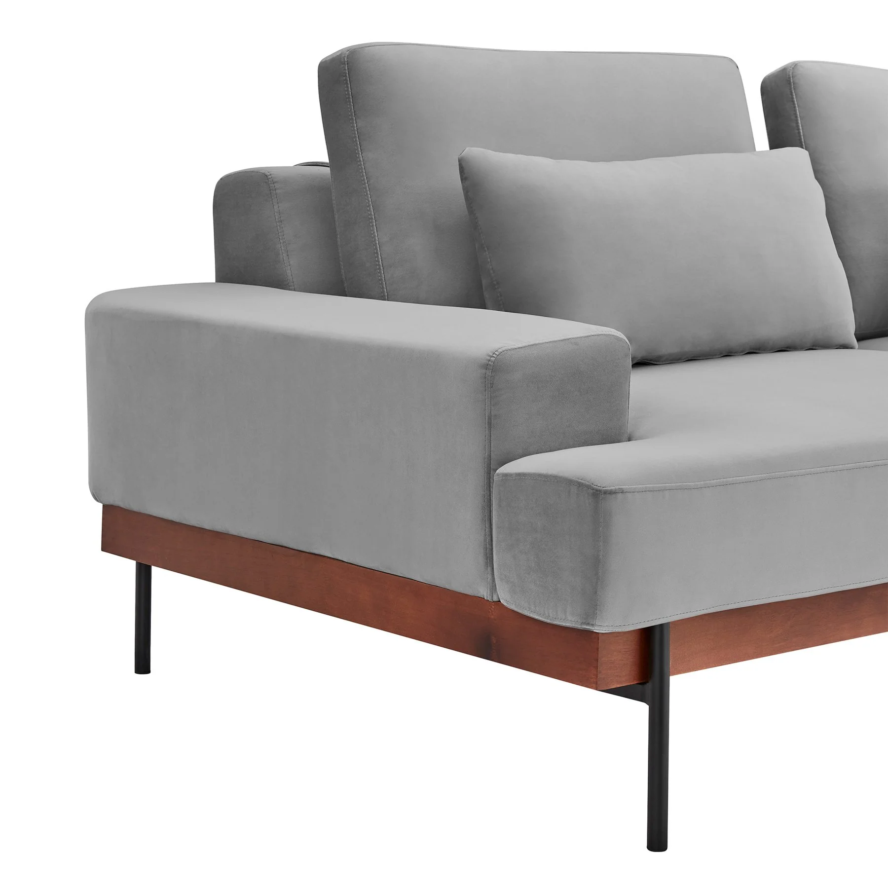 Monet 86" Mid-Century Modern Gray Velvet Sofa - Image 5