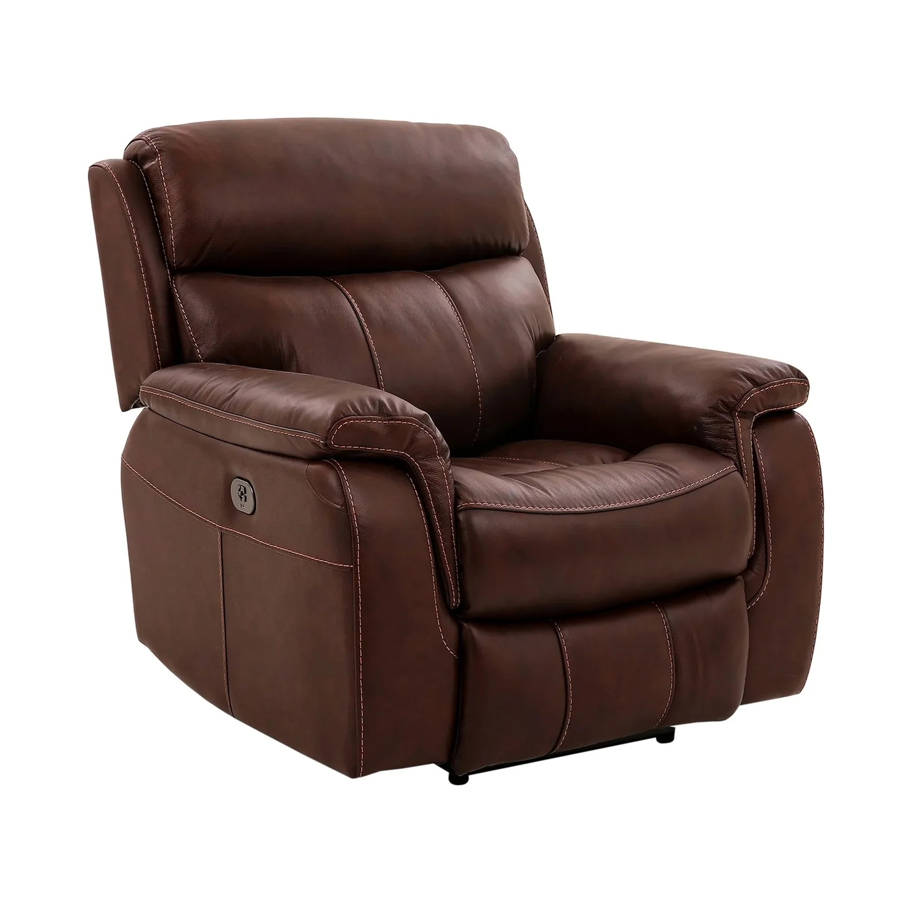 Montague Dual Power Reclining 2 Piece Sofa and Recliner Set in Genuine Brown Leather - Image 4