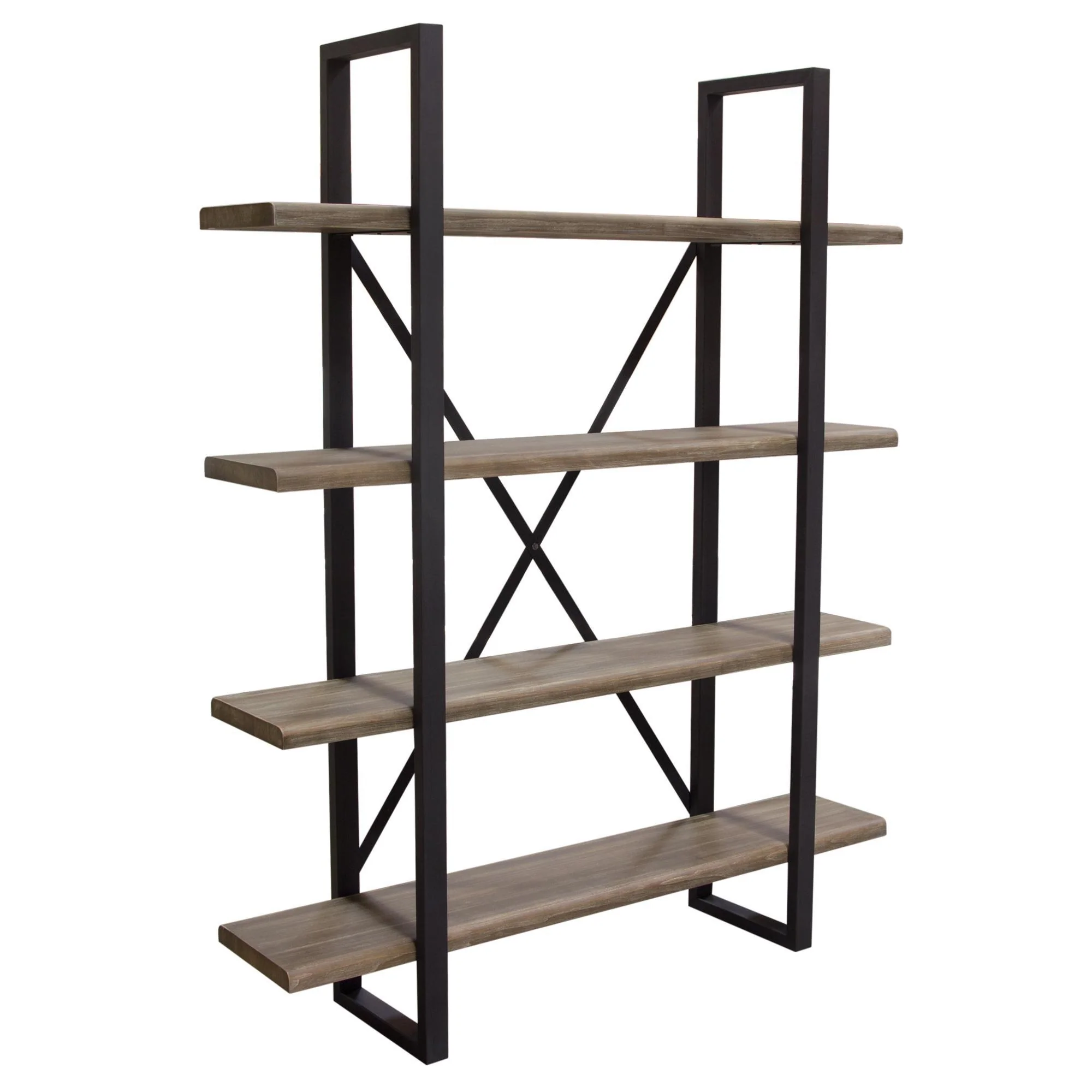 Montana 73" 4-Tiered Shelf Unit in Rustic Oak Finish with Iron Frame by Diamond Sofa - Image 2