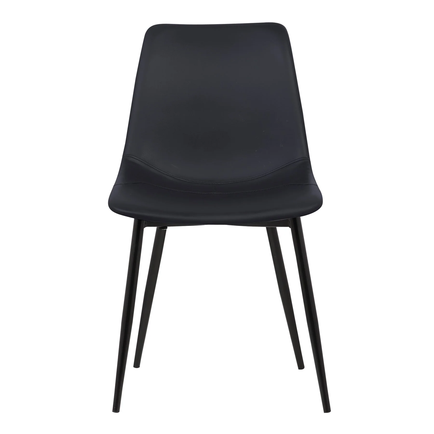 Monte Contemporary Dining Chair in Black Faux Leather with Black Metal Legs - Image 2