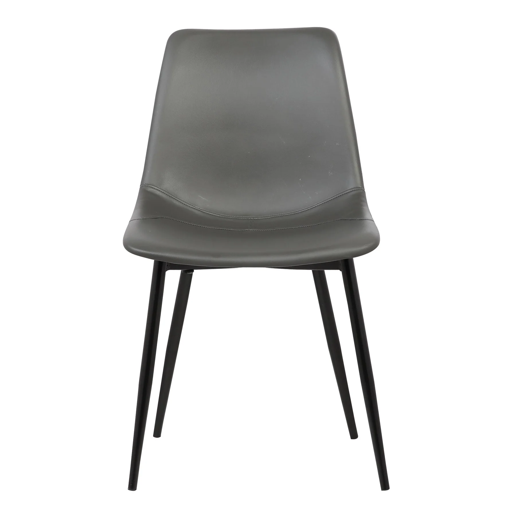 Monte Contemporary Dining Chair in Gray Faux Leather with Black Metal Legs - Image 2