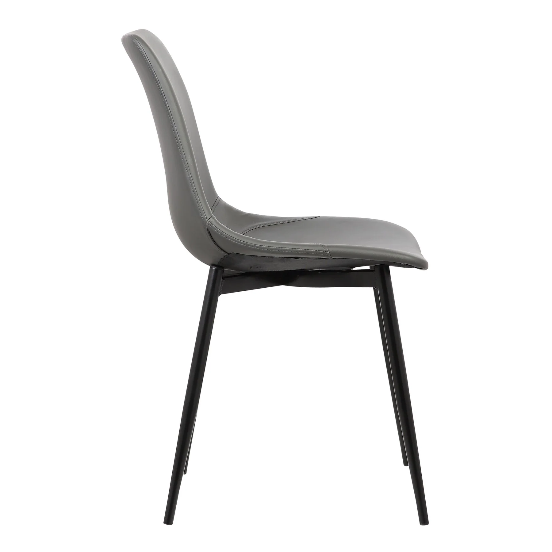 Monte Contemporary Dining Chair in Gray Faux Leather with Black Metal Legs - Image 3