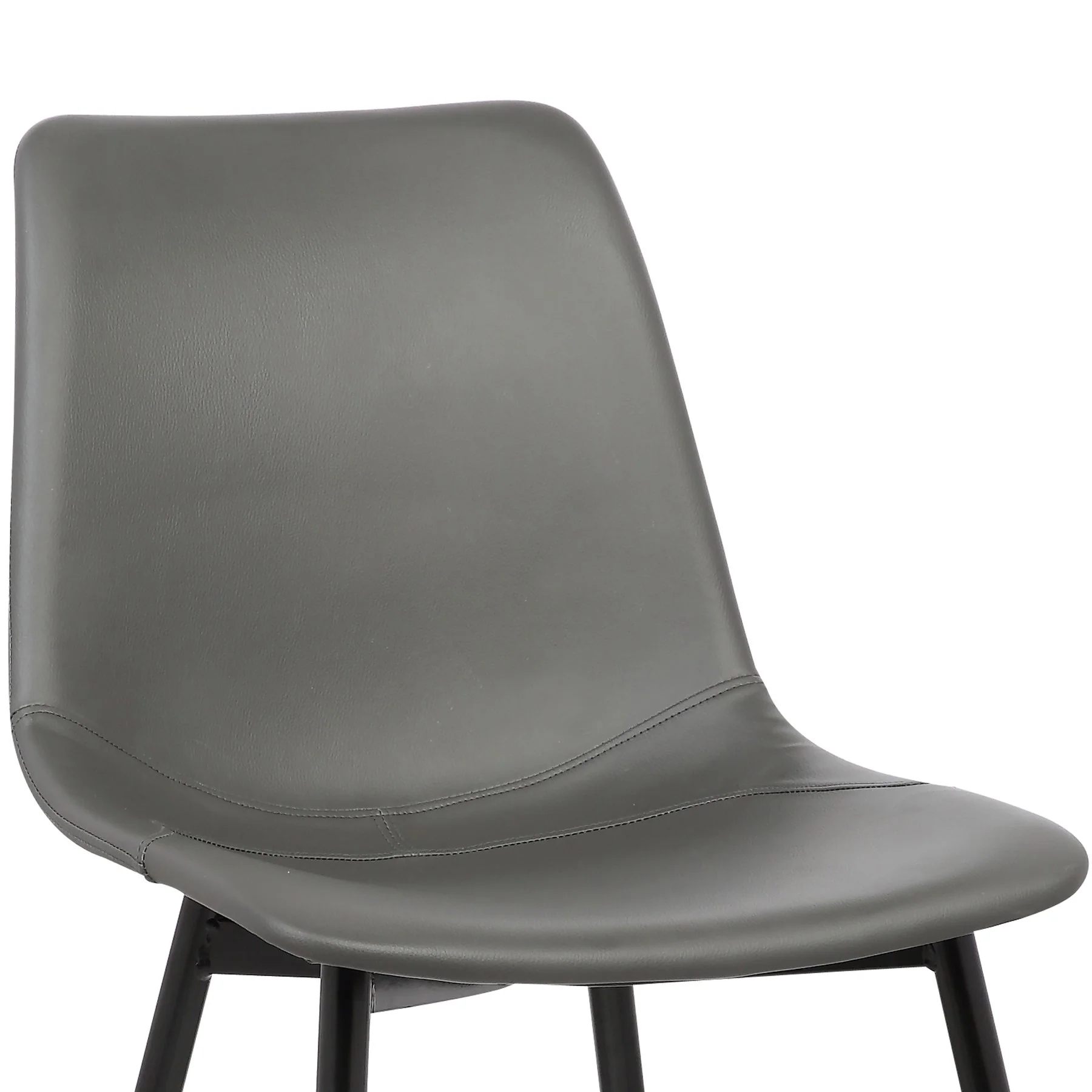 Monte Contemporary Dining Chair in Gray Faux Leather with Black Metal Legs - Image 5