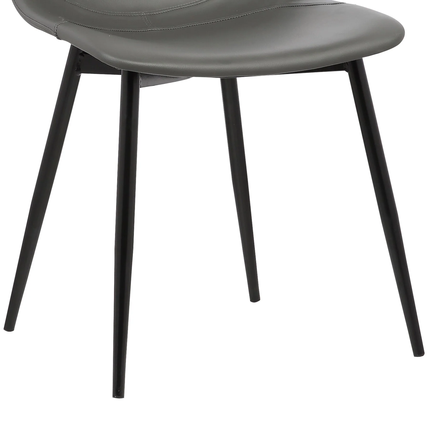 Monte Contemporary Dining Chair in Gray Faux Leather with Black Metal Legs - Image 6