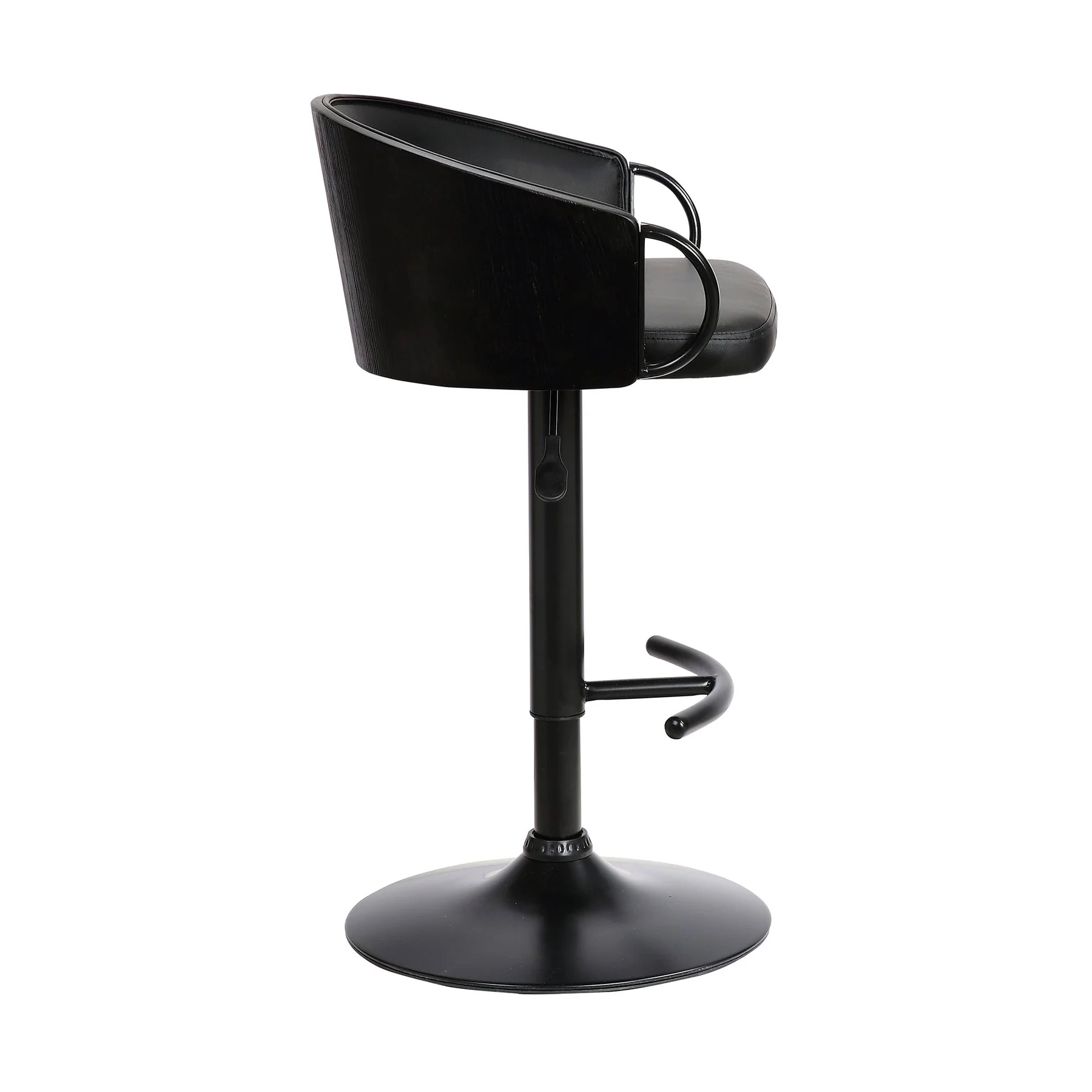 Montego Adjustable Black Faux Leather Swivel Barstool in Black Powder Coated Finish - Image 3