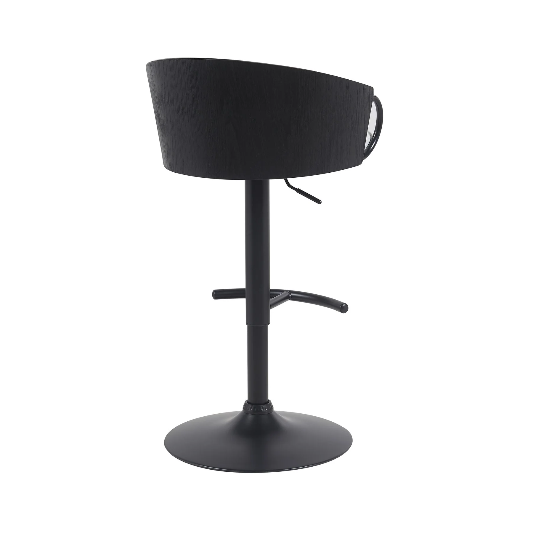 Montego Modern Adjustable Swivel Barstool in Black Powder Coated Finish with Snow White Faux Leather Upholstered Seat - Image 3
