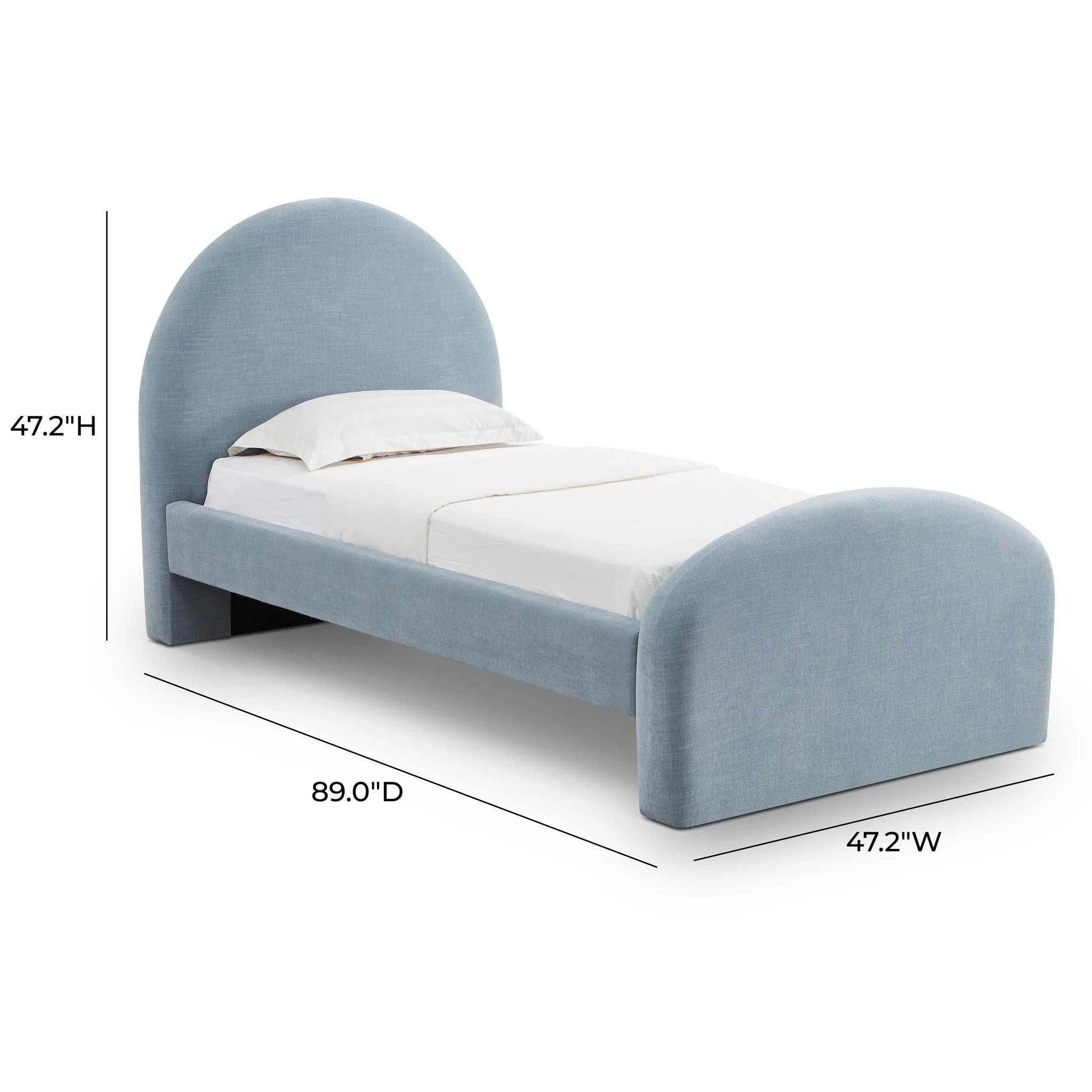 Moon Chambray Blue Chenille Twin Bed - Image 7