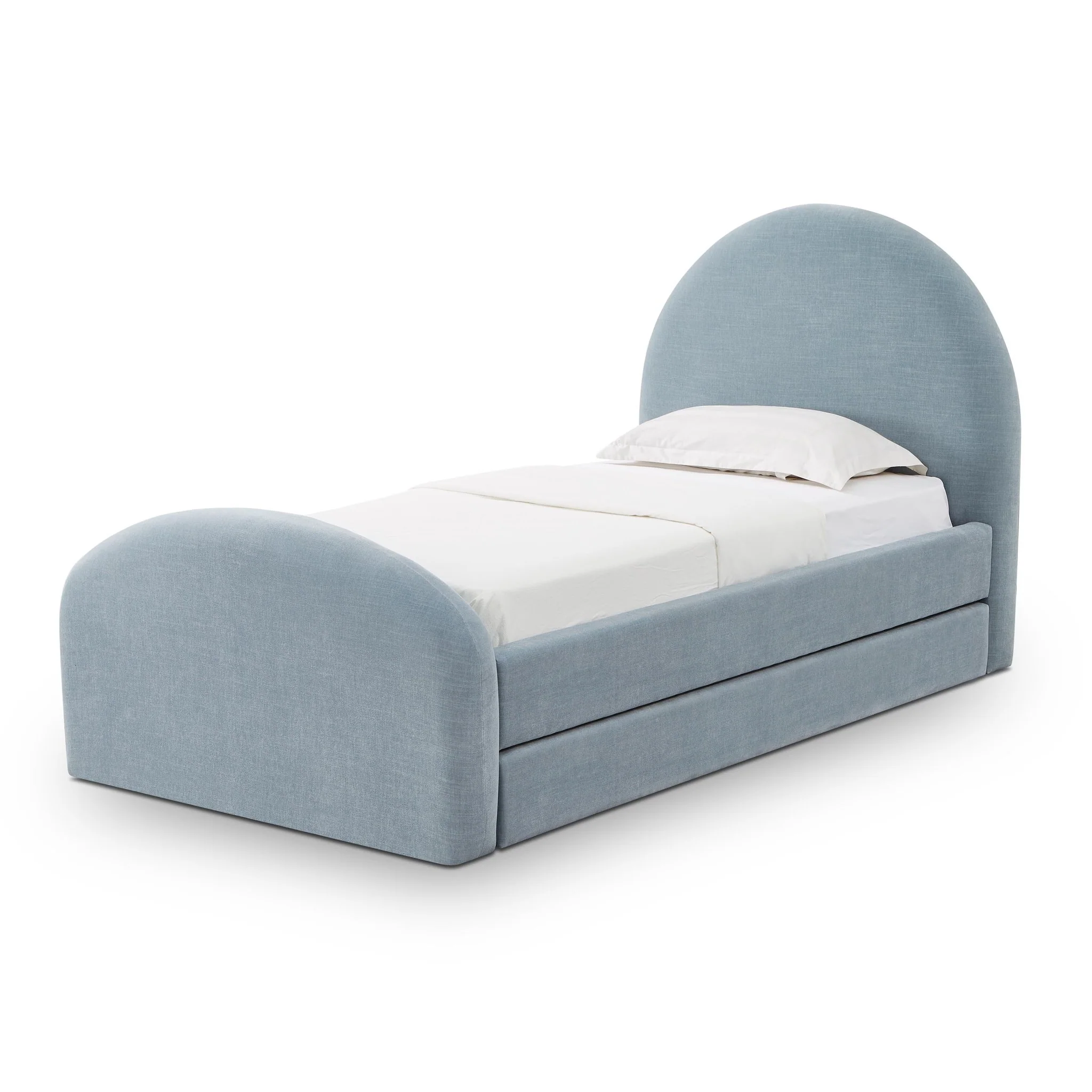 Moon Chambray Blue Chenille Twin Trundle Bed - Image 2