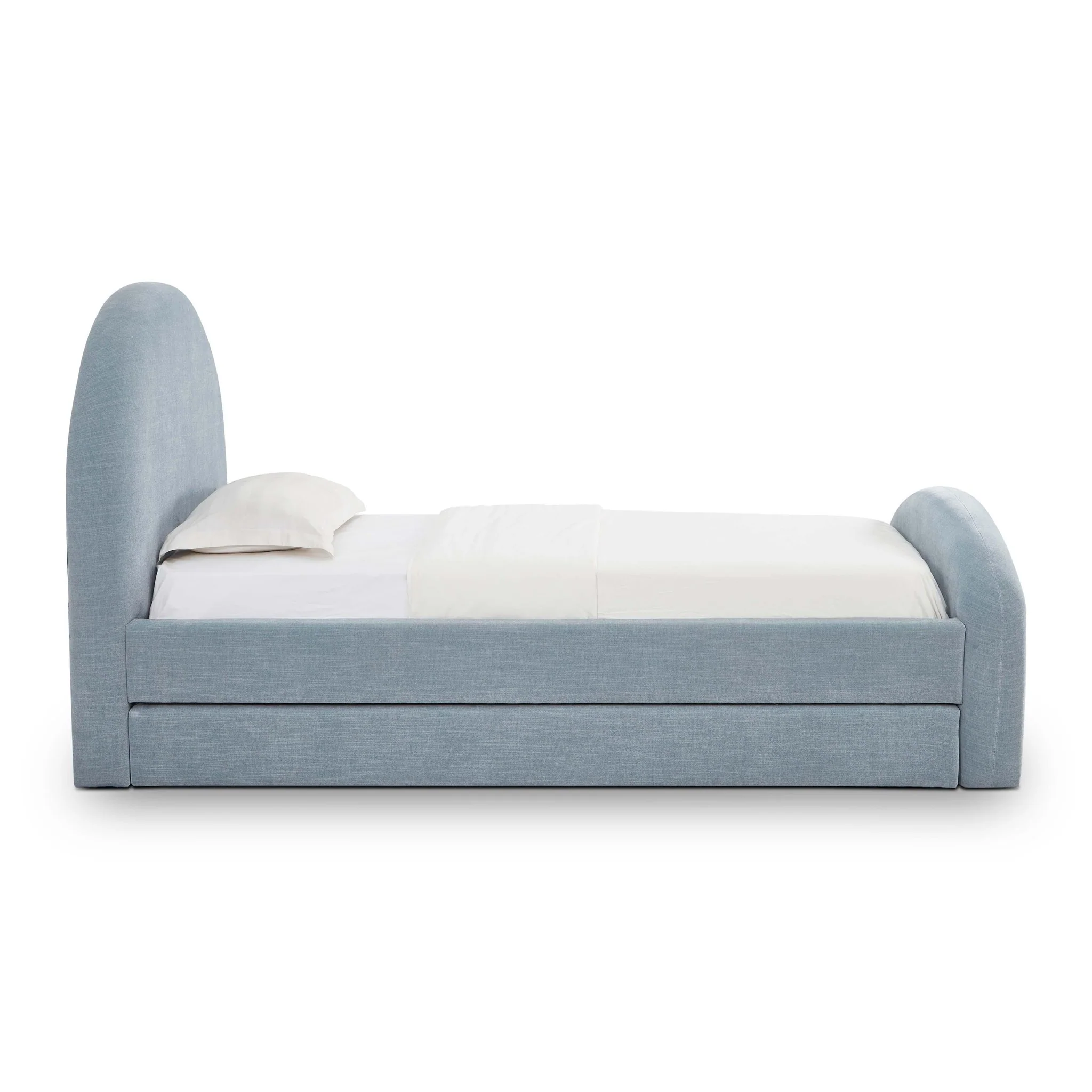 Moon Chambray Blue Chenille Twin Trundle Bed - Image 4
