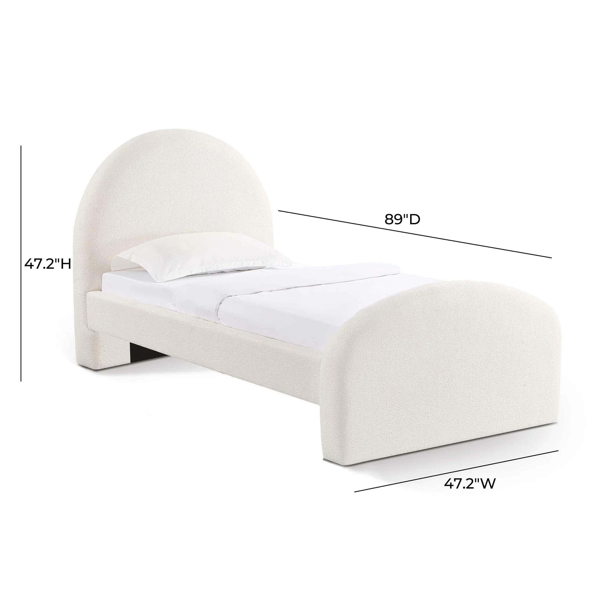Moon Cream Boucle Twin Bed - Image 4