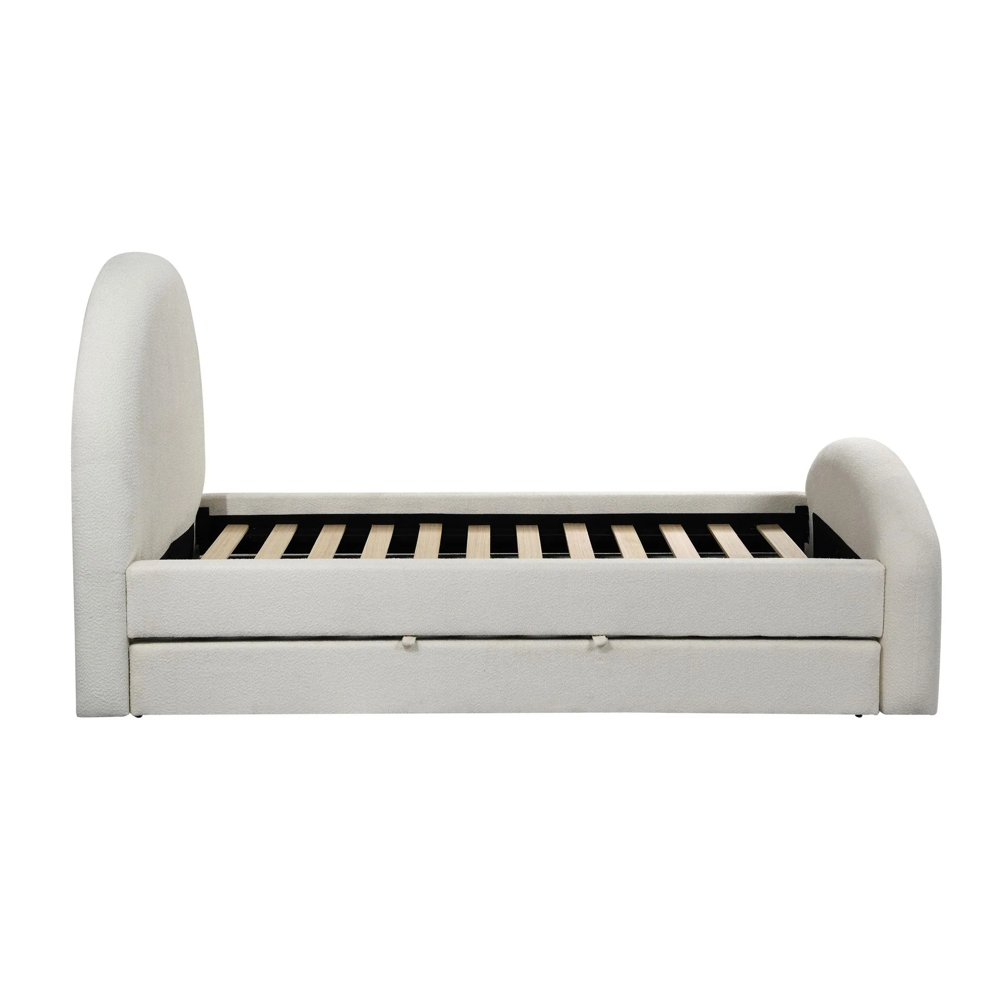 Moon Cream Boucle Twin Trundle Bed - Image 10