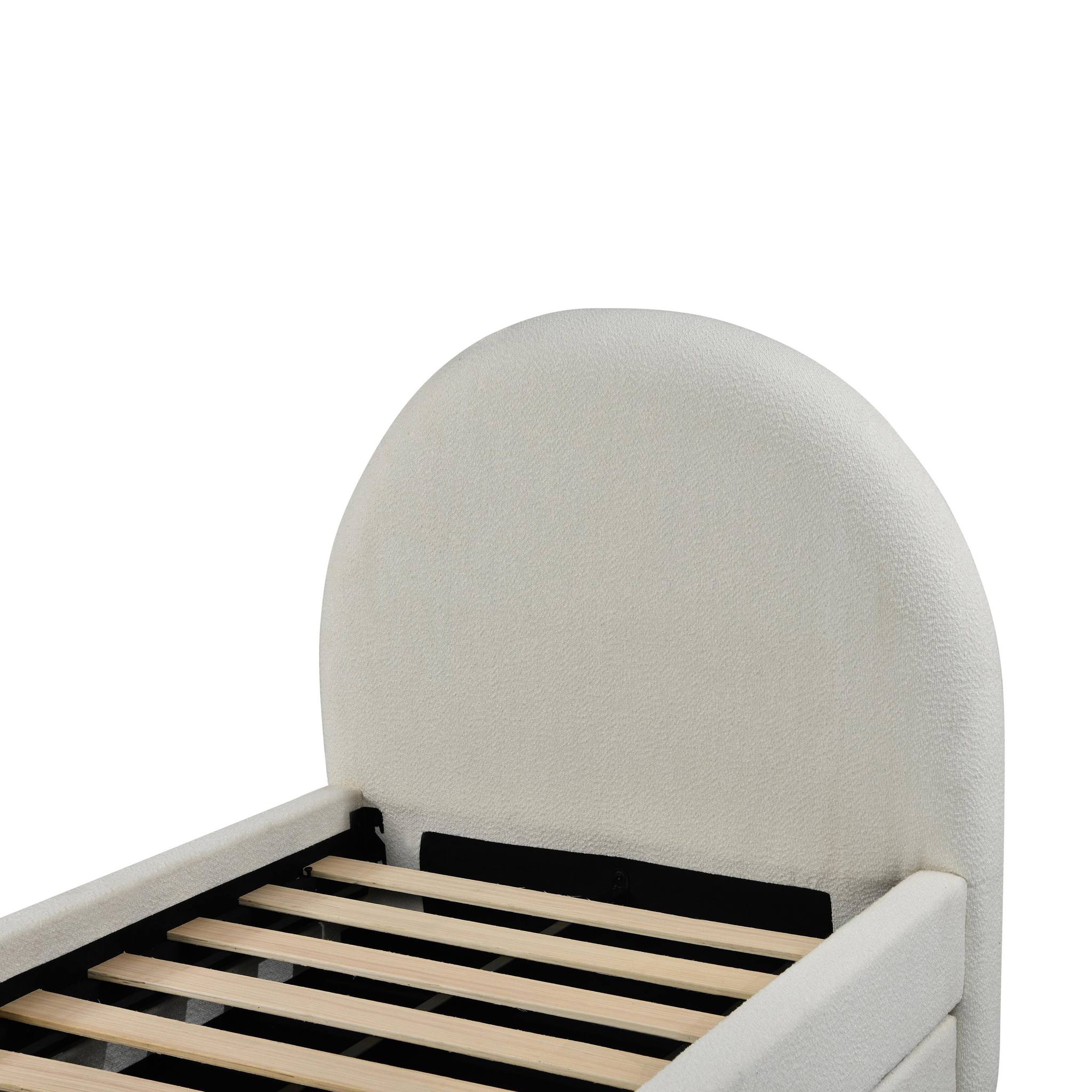 Moon Cream Boucle Twin Trundle Bed - Image 11
