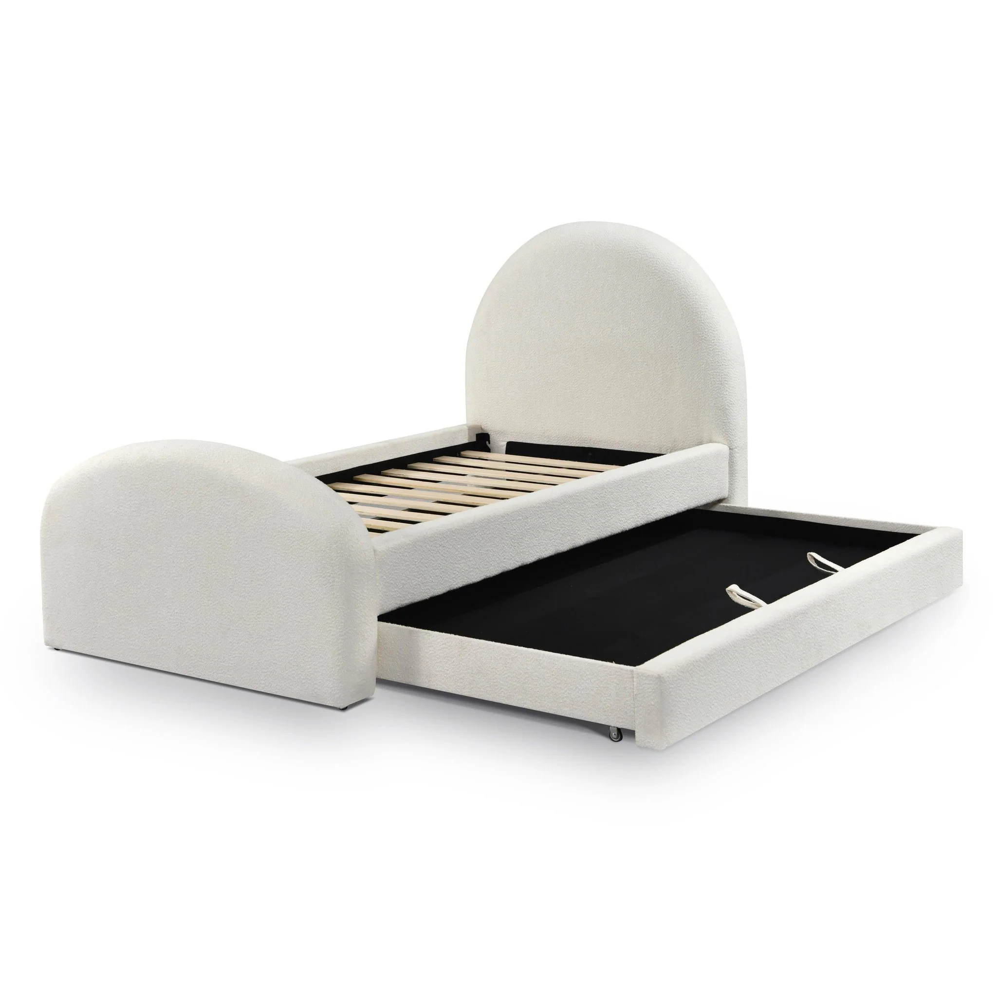 Moon Cream Boucle Twin Trundle Bed - Image 7