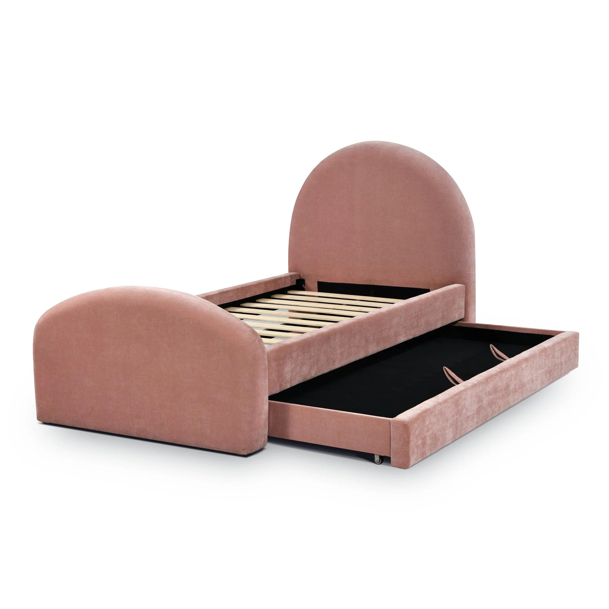 Moon Rose Upcycled Chenille Twin Trundle Bed - Image 6