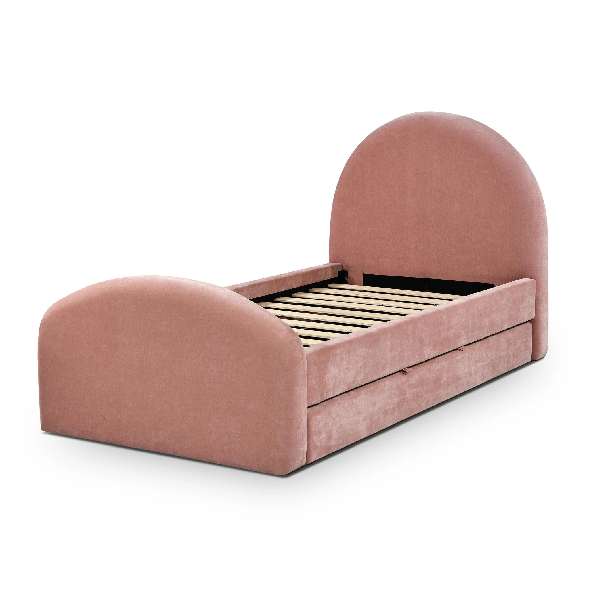 Moon Rose Upcycled Chenille Twin Trundle Bed - Image 7