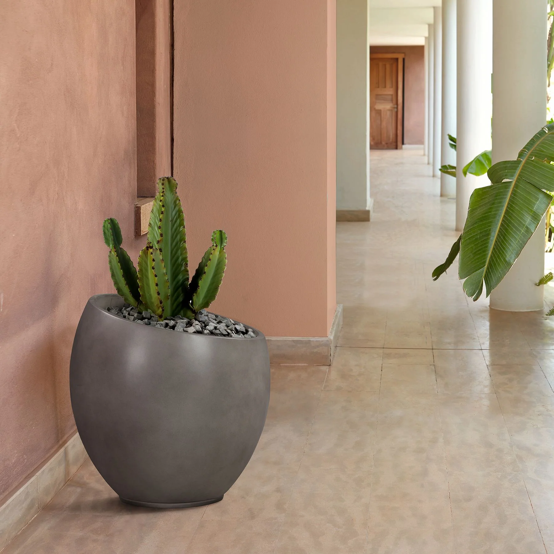 Moonstone Medium Indoor or Outdoor Planter in Gray Concrete - Image 8