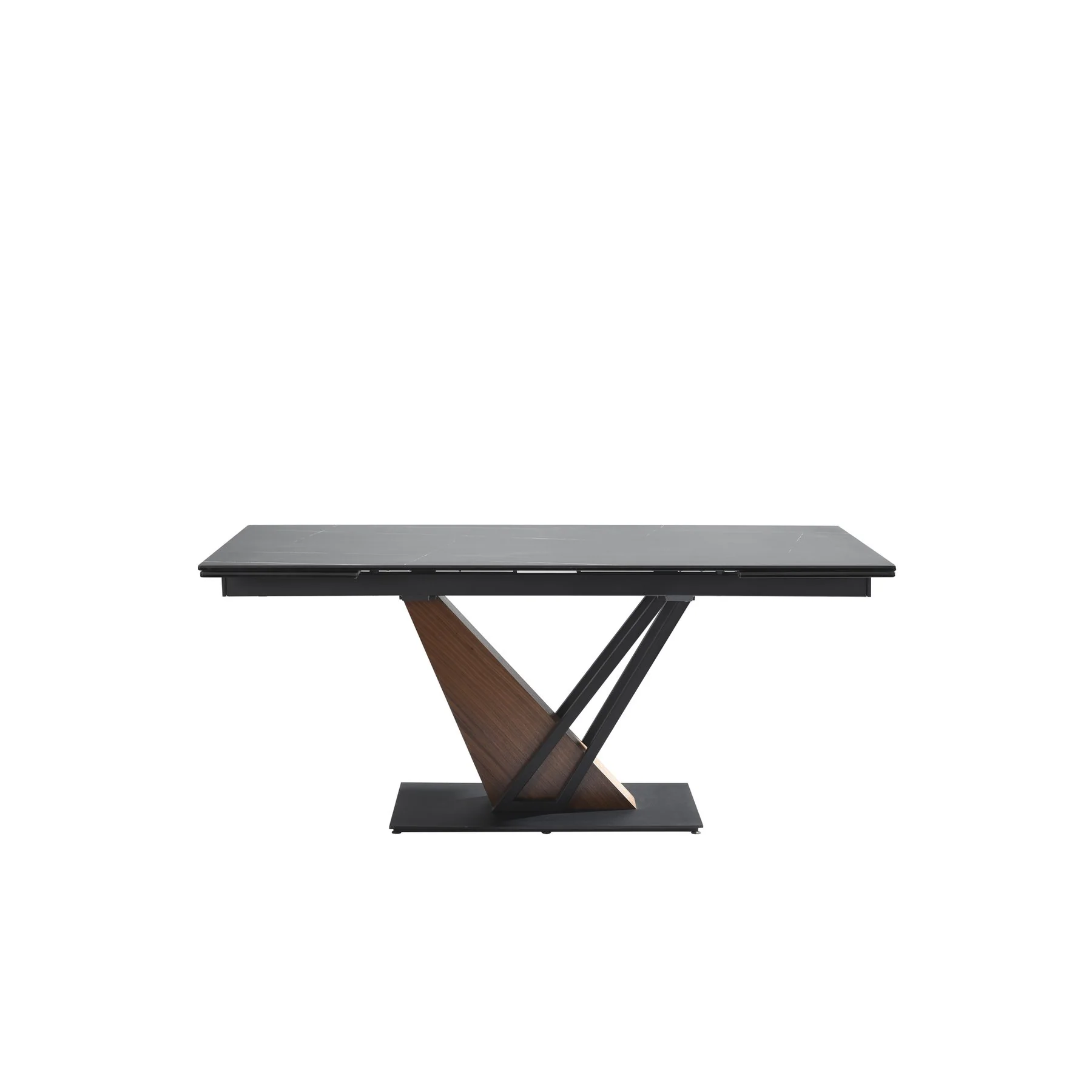 Moore Modern Extendable Rectangular Dining Table with Black Sintered Stone Table Top - Seats up to 6 - Image 3