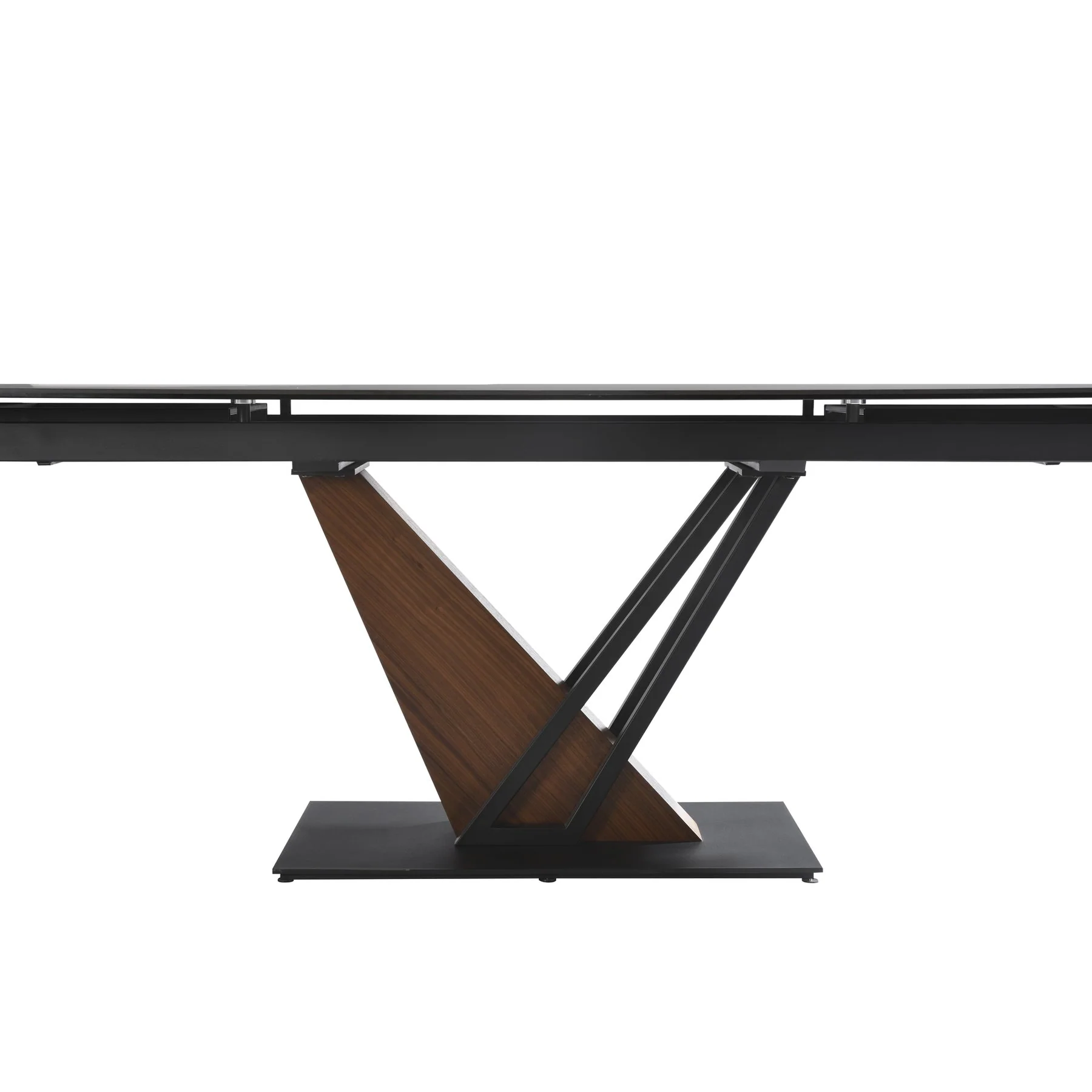 Moore Modern Extendable Rectangular Dining Table with Black Sintered Stone Table Top - Seats up to 6 - Image 6