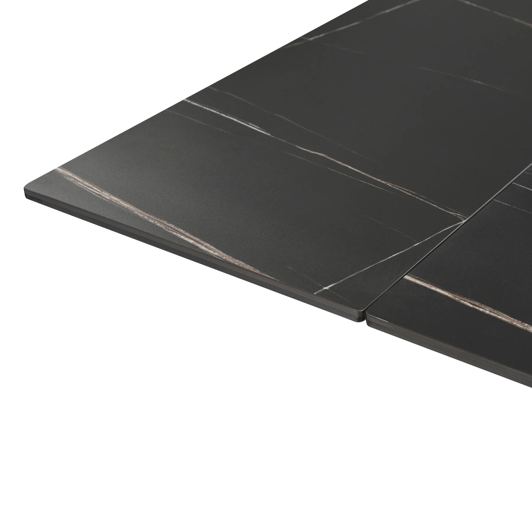 Moore Modern Extendable Rectangular Dining Table with Black Sintered Stone Table Top - Seats up to 6 - Image 9