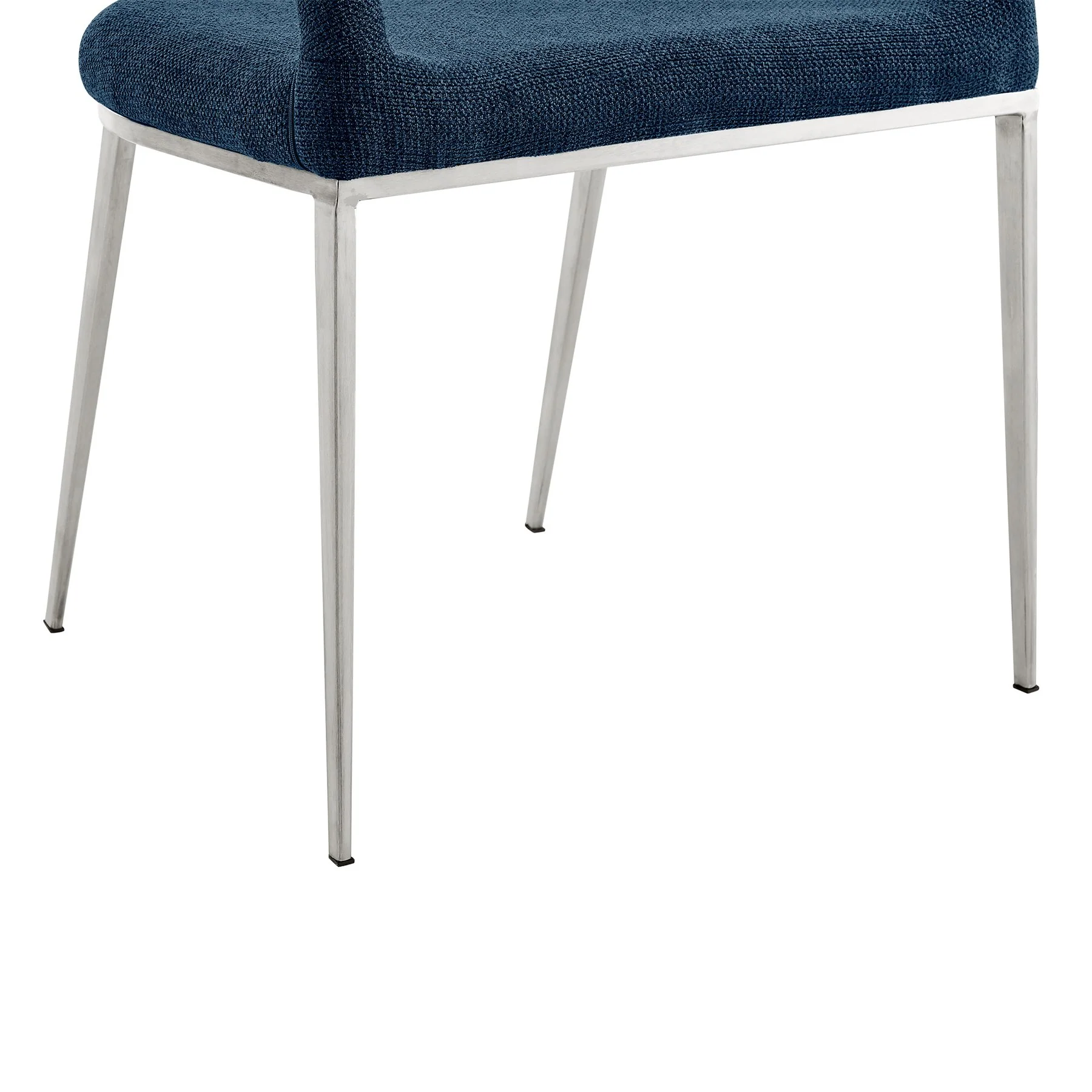 Morgan Upholstered Dining Chair with Brushed Stainless Steel and Blue Fabric - Set of 2 - Image 9