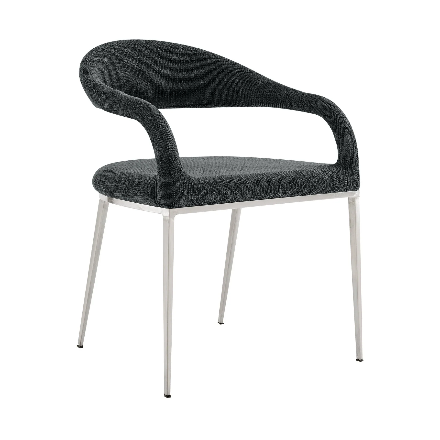 Morgan Upholstered Dining Chair with Brushed Stainless Steel and Charcoal Fabric - Set of 2 - Image 2