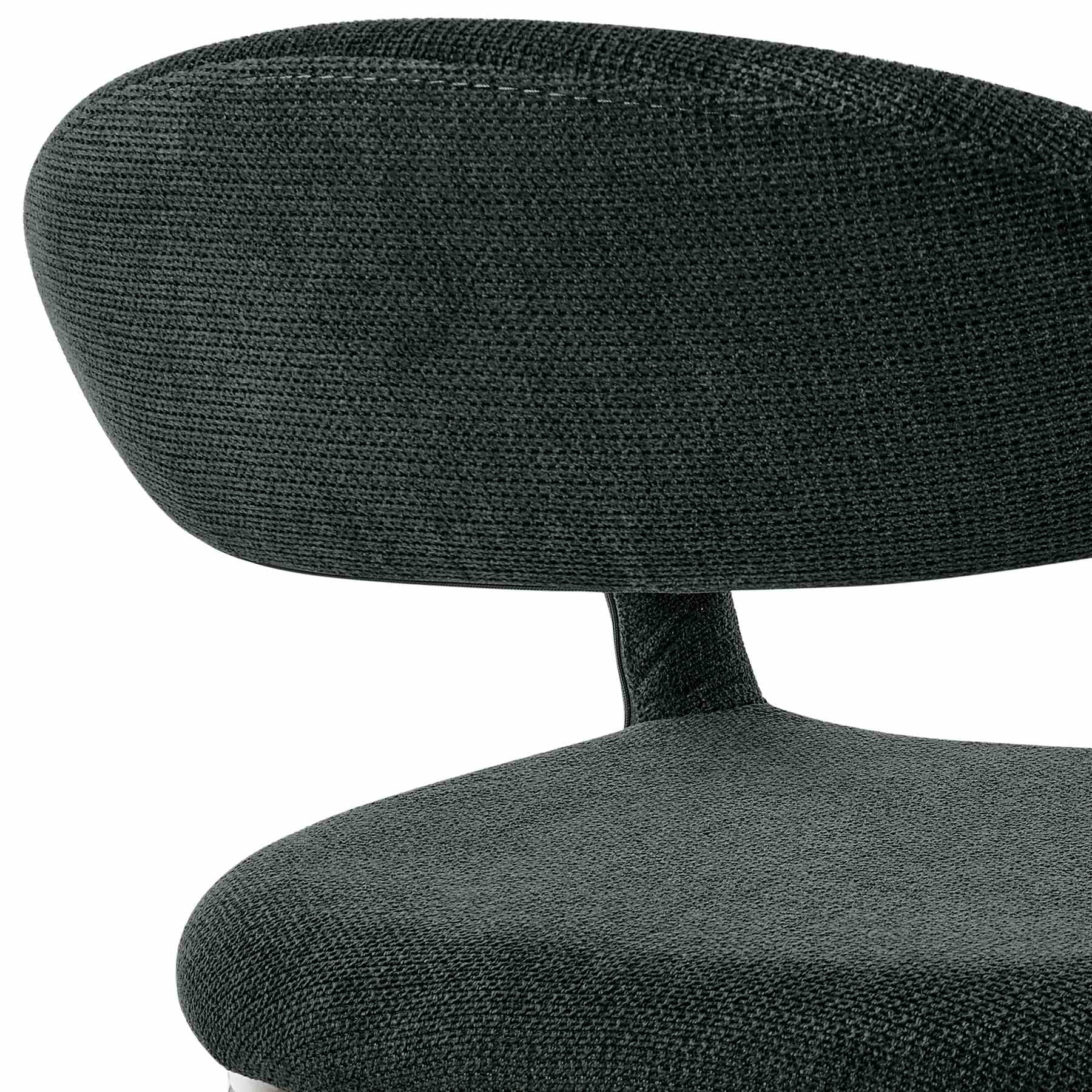 Morgan Upholstered Dining Chair with Brushed Stainless Steel and Charcoal Fabric - Set of 2 - Image 8