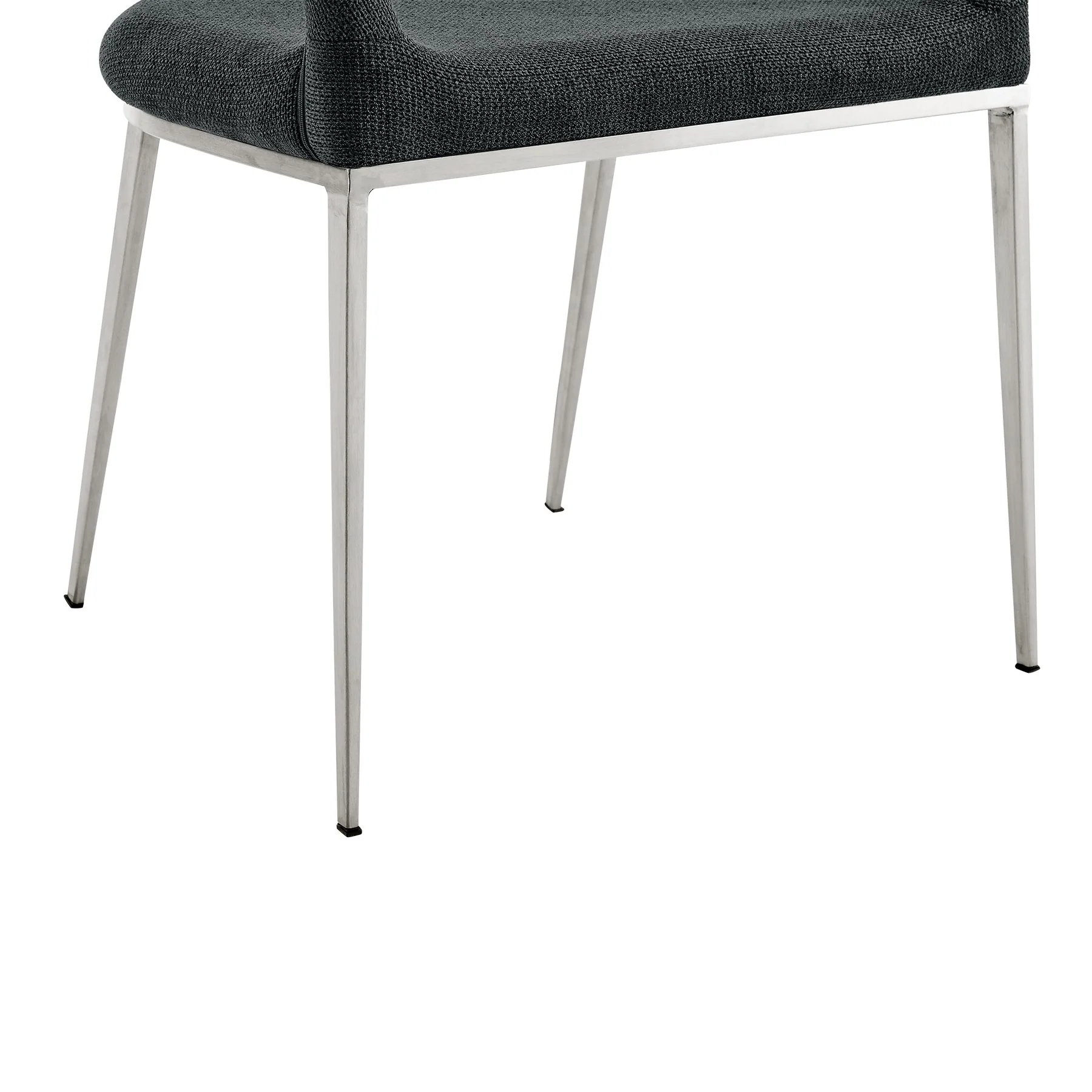Morgan Upholstered Dining Chair with Brushed Stainless Steel and Charcoal Fabric - Set of 2 - Image 9