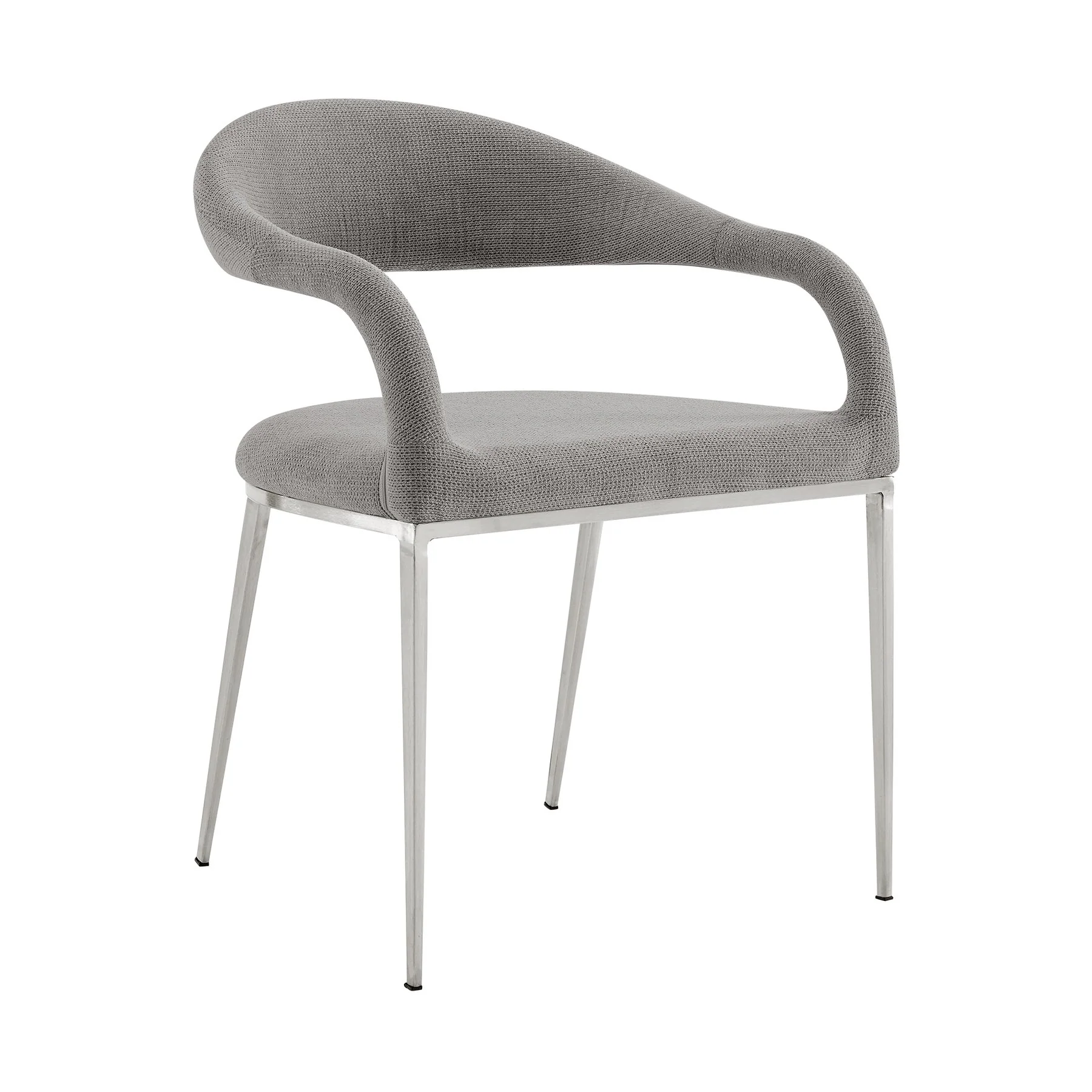 Morgan Upholstered Dining Chair with Brushed Stainless Steel and Light Gray Fabric - Set of 2 - Image 2