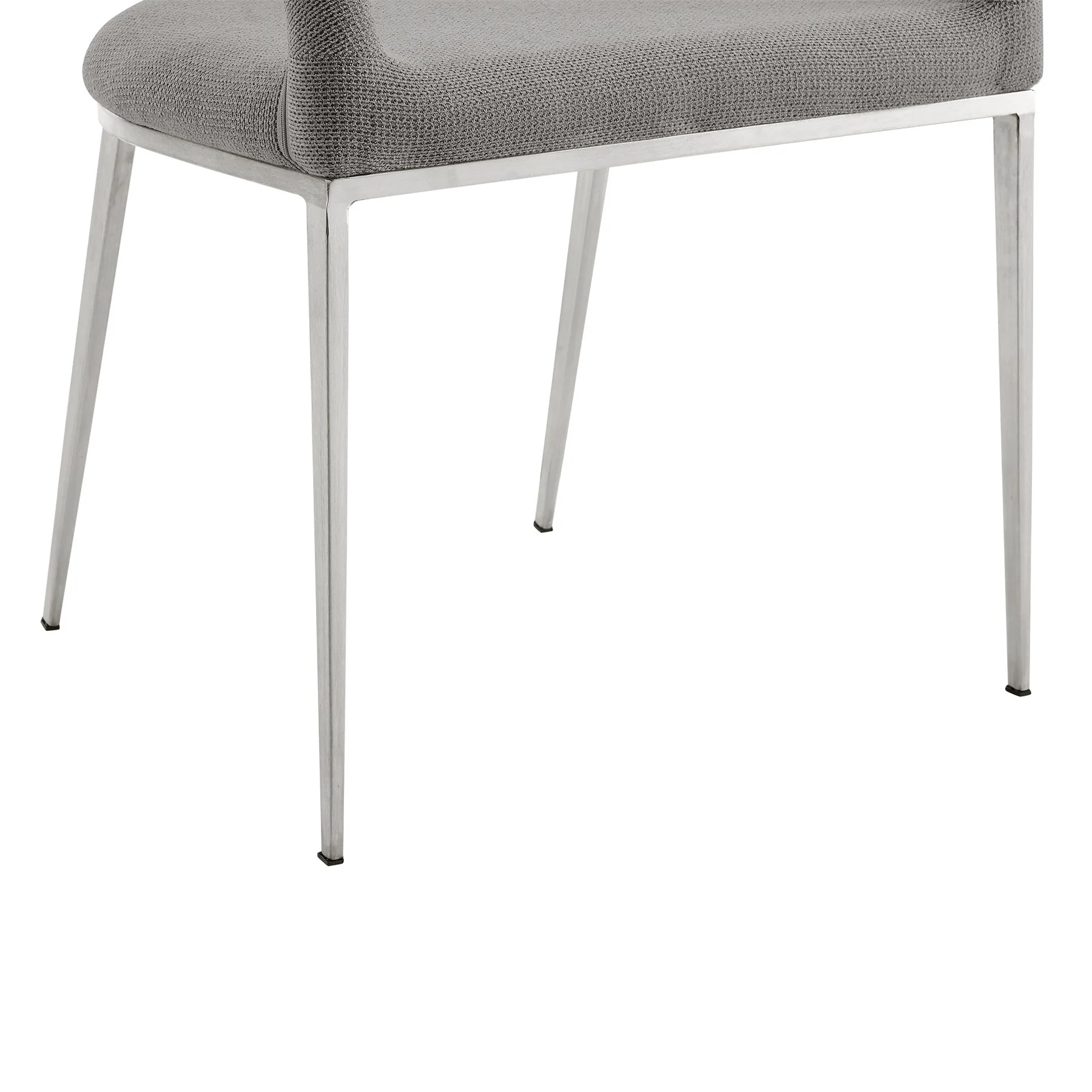 Morgan Upholstered Dining Chair with Brushed Stainless Steel and Light Gray Fabric - Set of 2 - Image 9