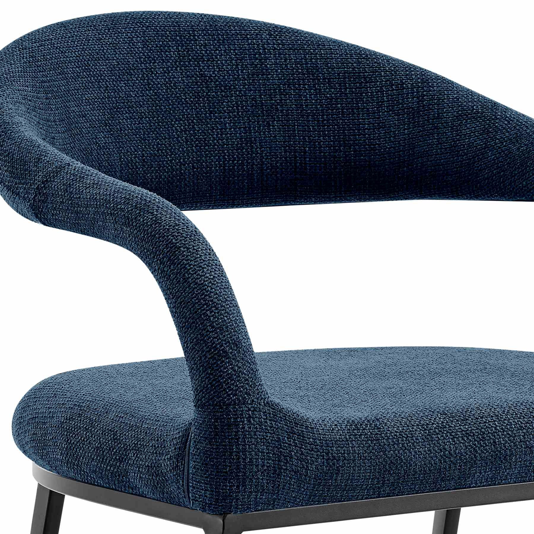 Morgan Upholstered Dining Chair with Matte Black Iron and Blue Fabric - Set of 2 - Image 7