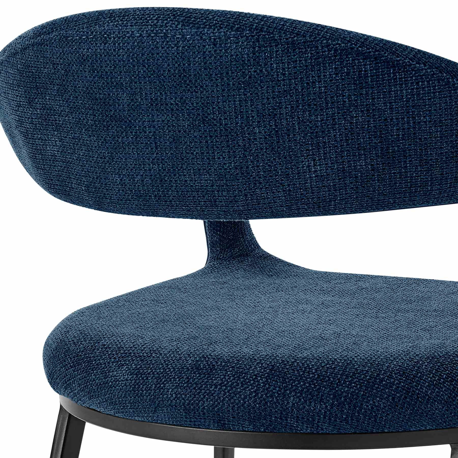 Morgan Upholstered Dining Chair with Matte Black Iron and Blue Fabric - Set of 2 - Image 8