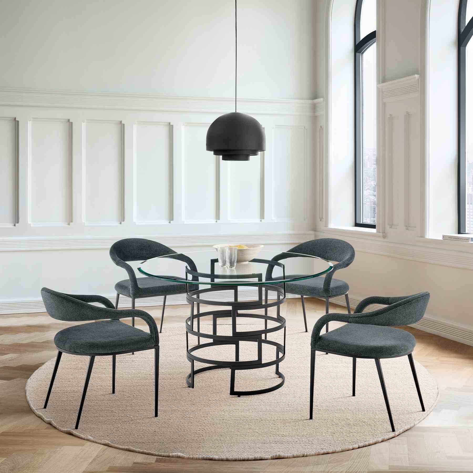 Morgan Upholstered Dining Chair with Matte Black Iron and Charcoal Fabric - Set of 2 - Image 12