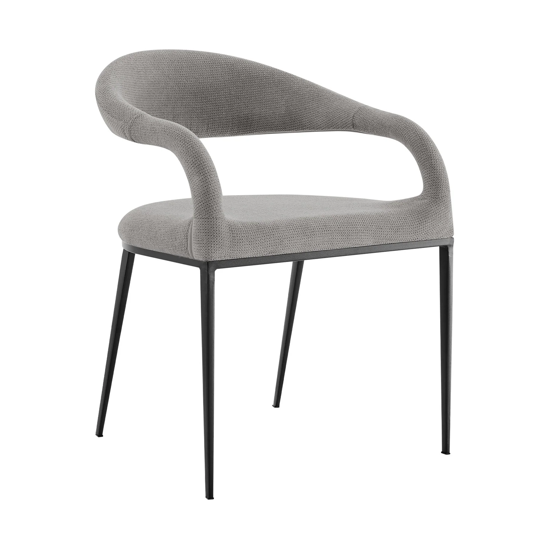 Morgan Upholstered Dining Chair with Matte Black Iron and Light Gray Fabric - Set of 2 - Image 2