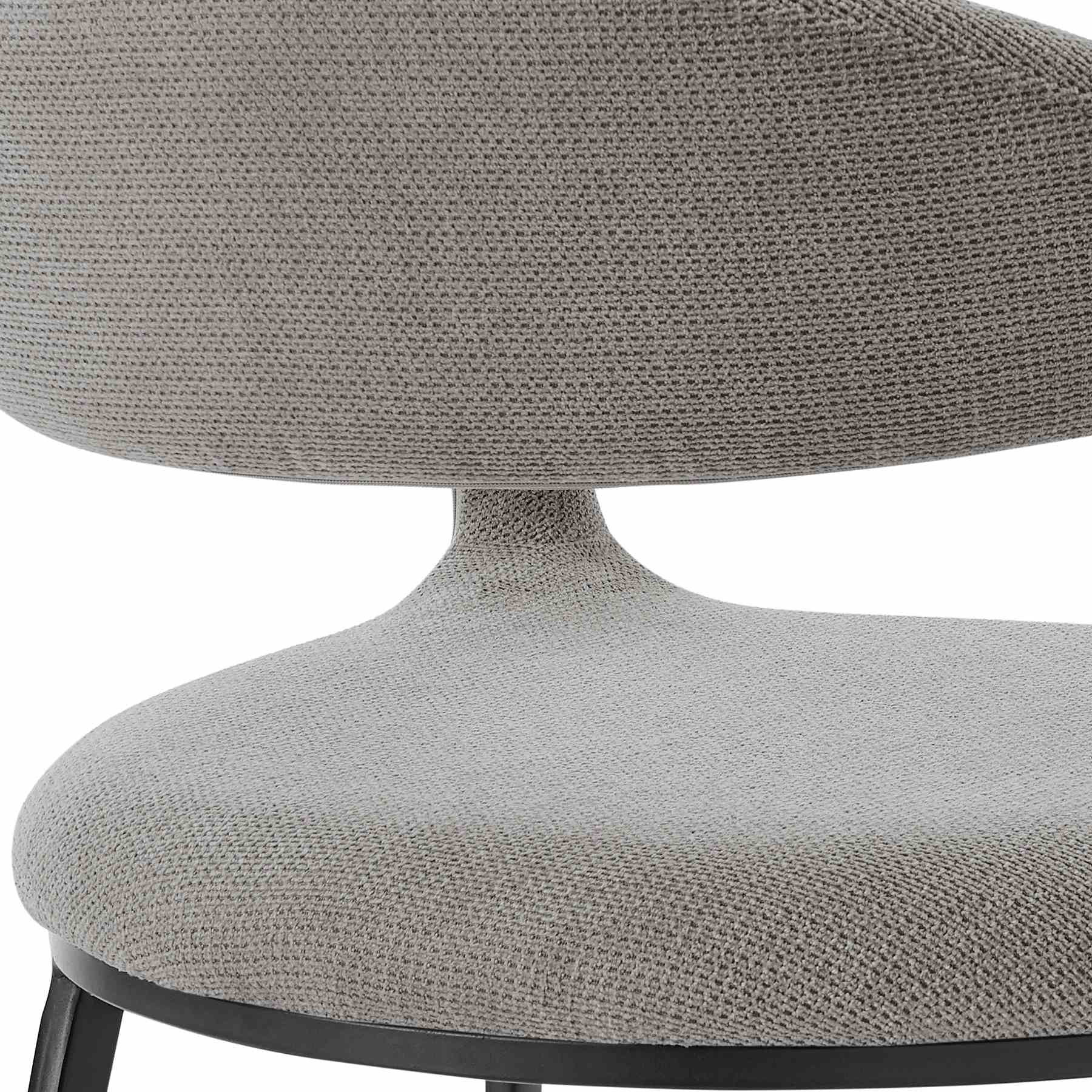 Morgan Upholstered Dining Chair with Matte Black Iron and Light Gray Fabric - Set of 2 - Image 8