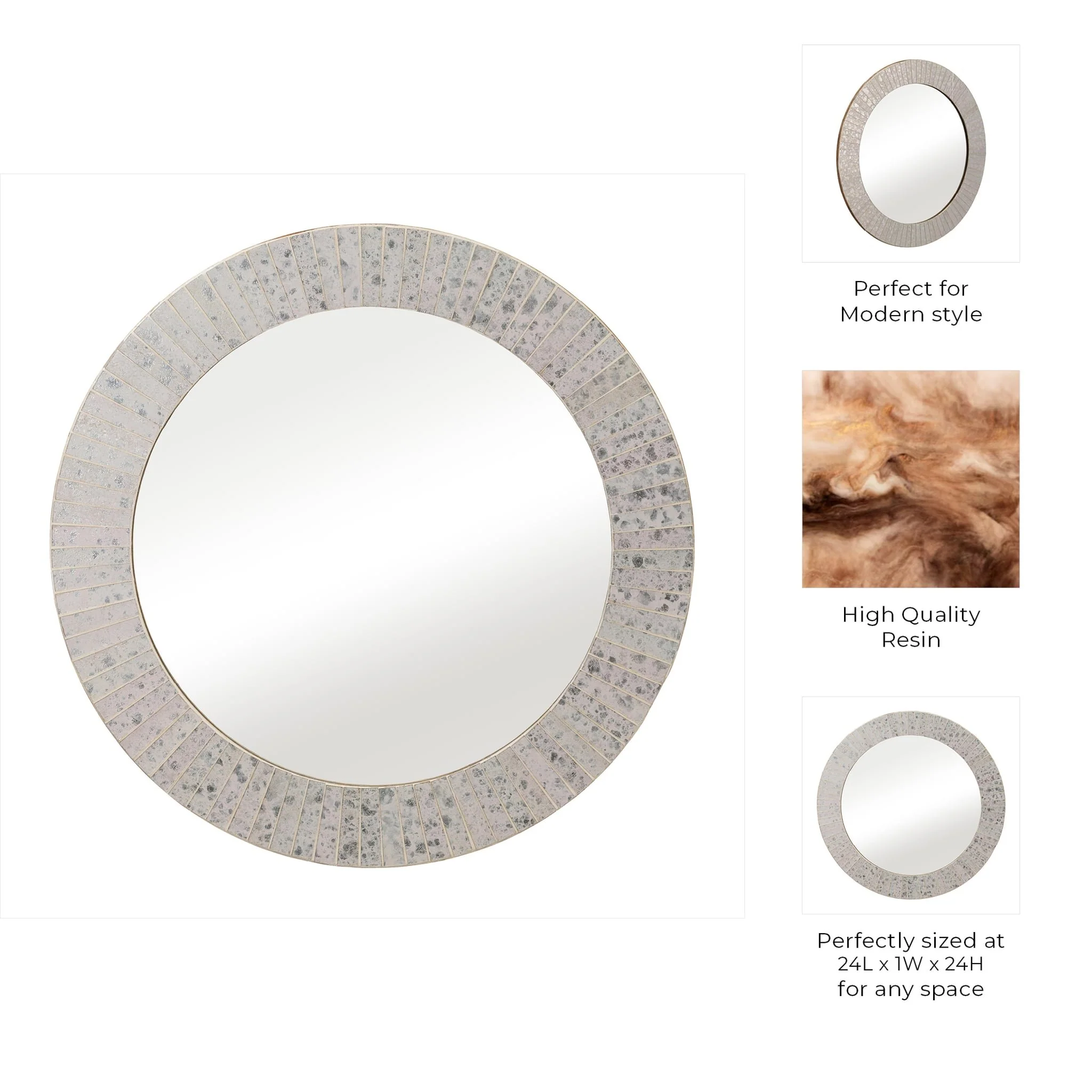 Mosaic 24" Rnd Tiled Mirror Chmpg - Image 7