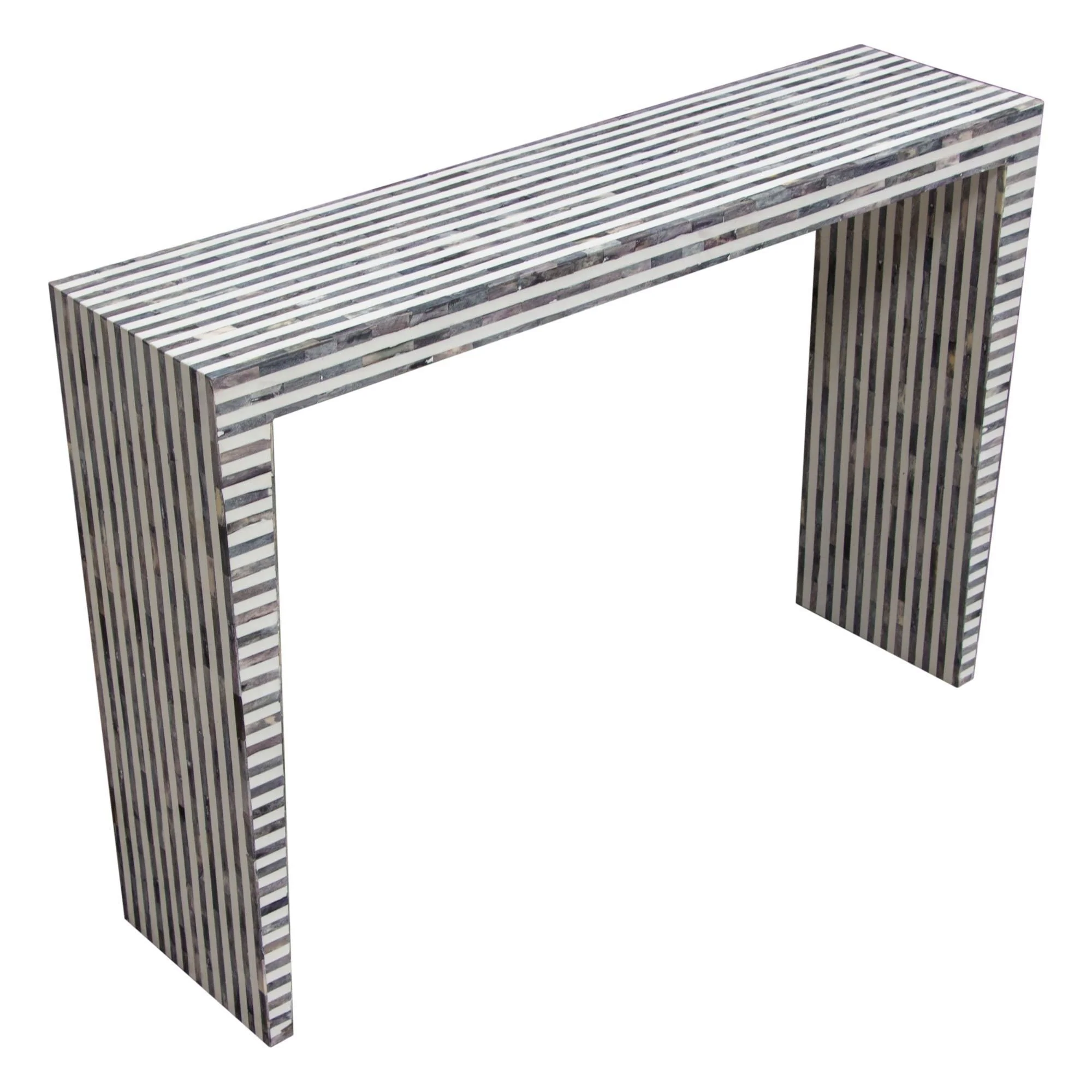 Mosaic Console Table w/ Bone Inlay in Linear Pattern by Diamond Sofa - Image 4