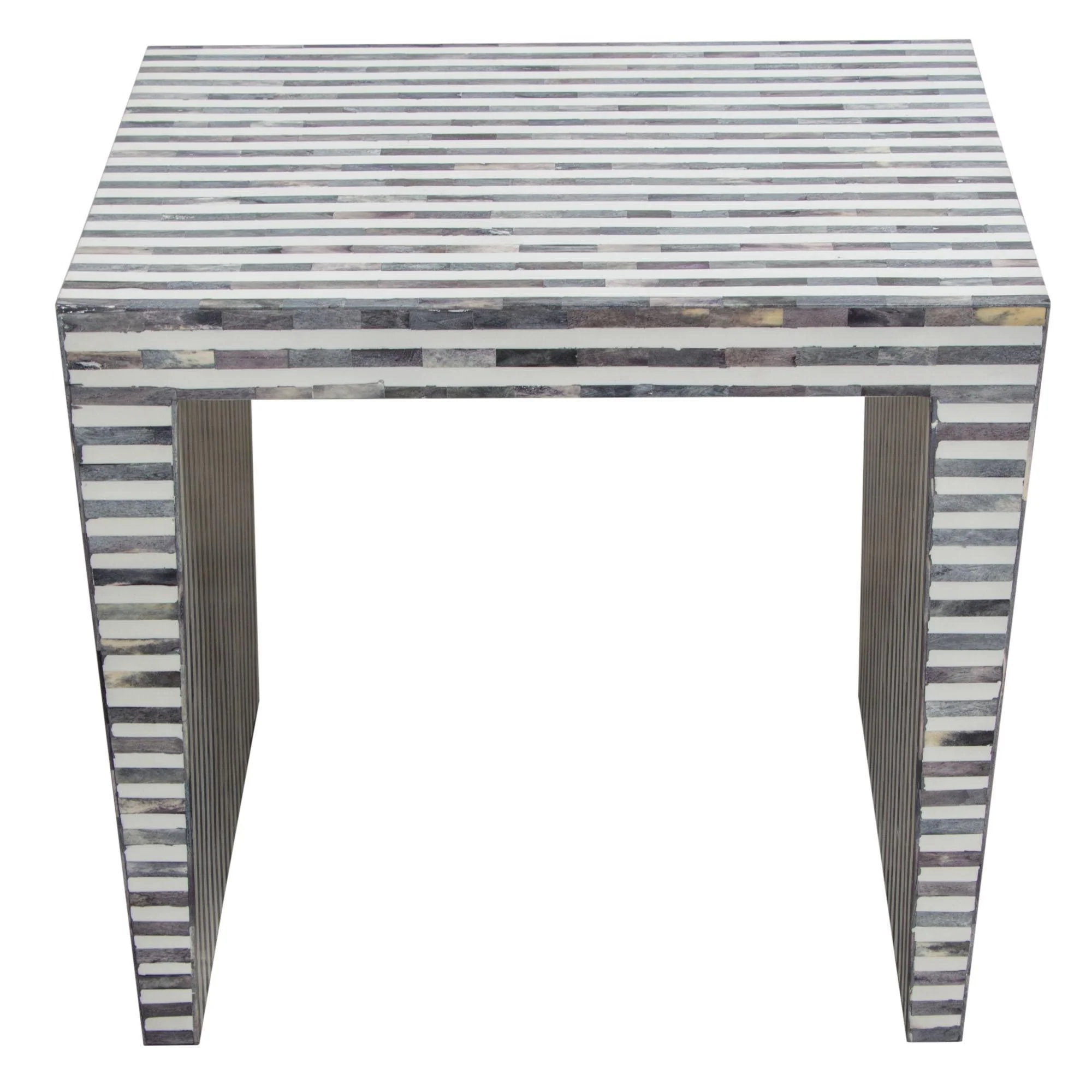 Mosaic End Table w/ Bone Inlay in Linear Pattern by Diamond Sofa - Image 2