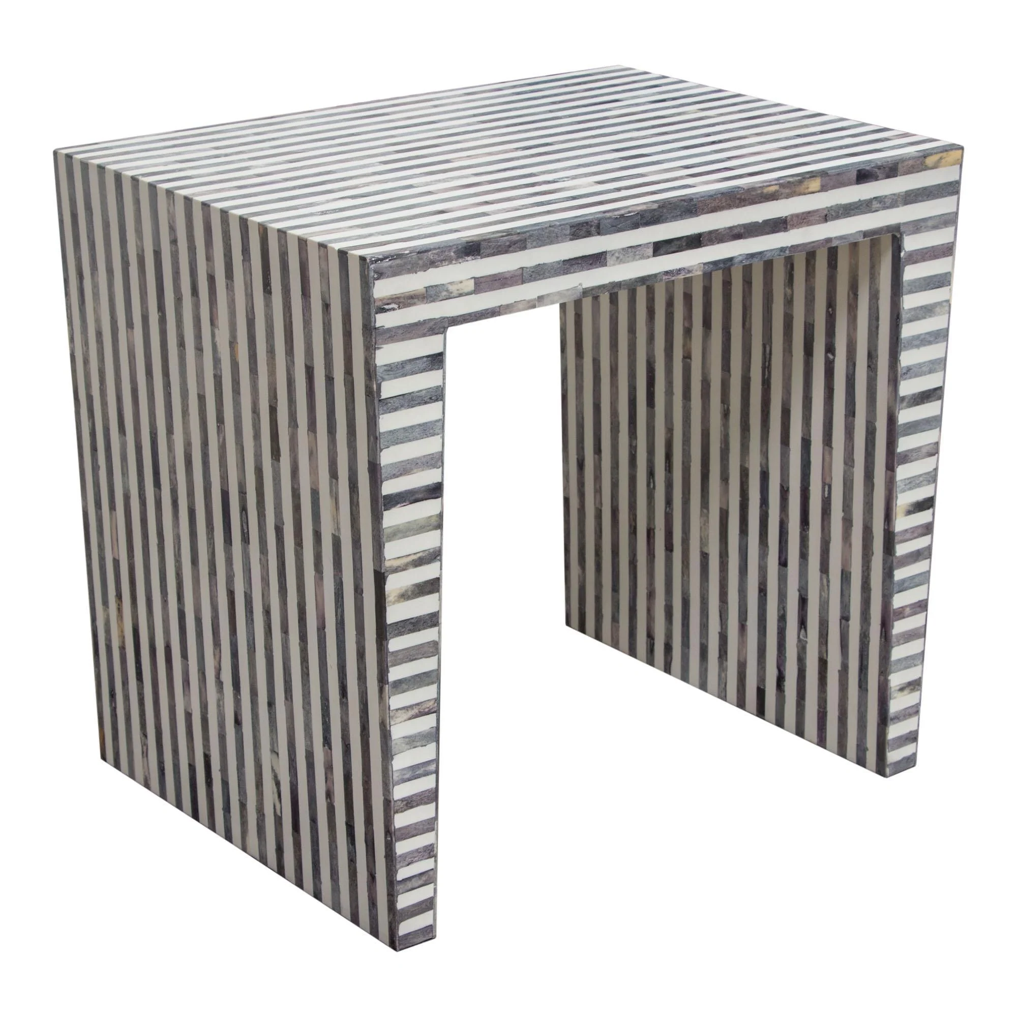 Mosaic End Table w/ Bone Inlay in Linear Pattern by Diamond Sofa - Image 4