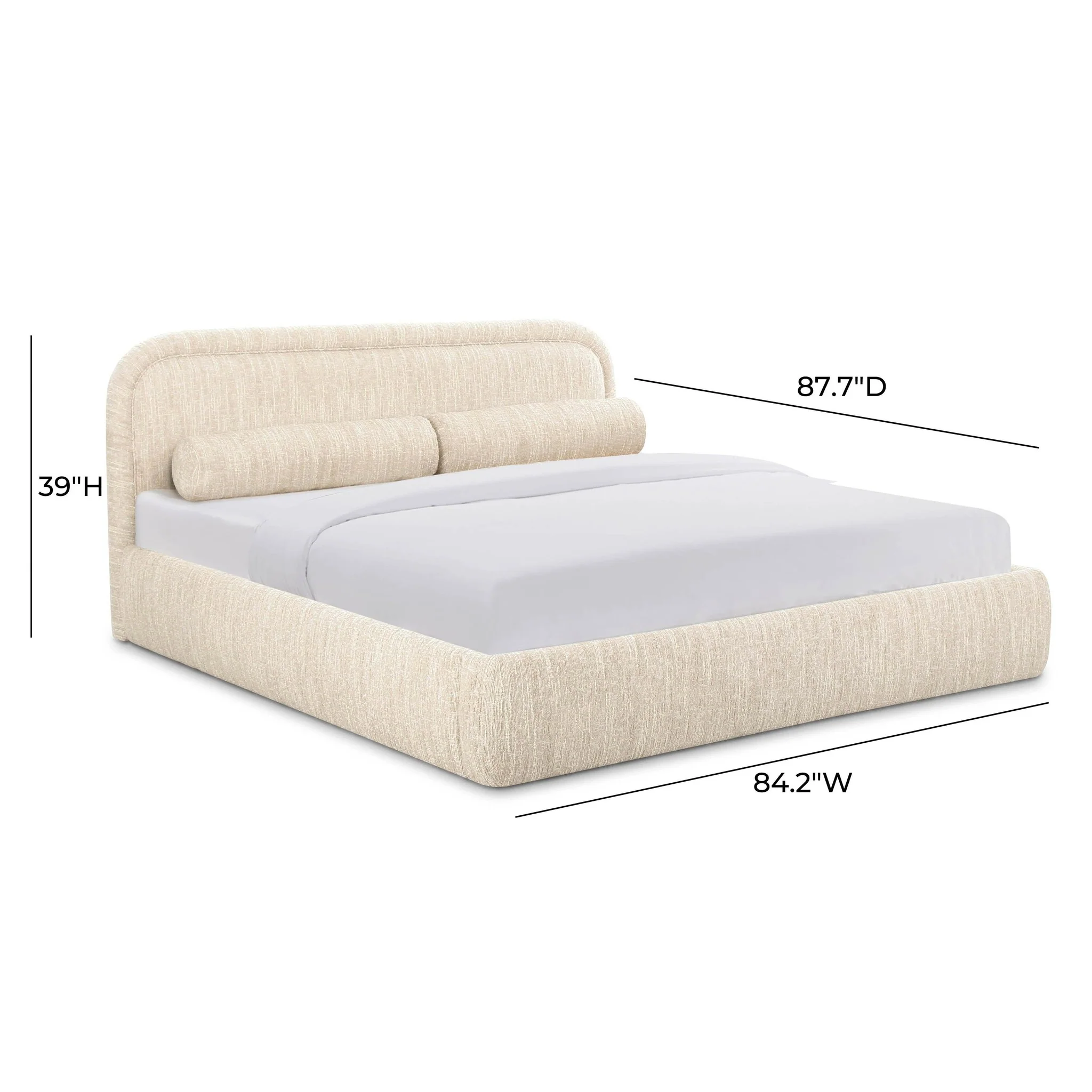 Murielle Taupe Textured Boucle King Bed - Image 9