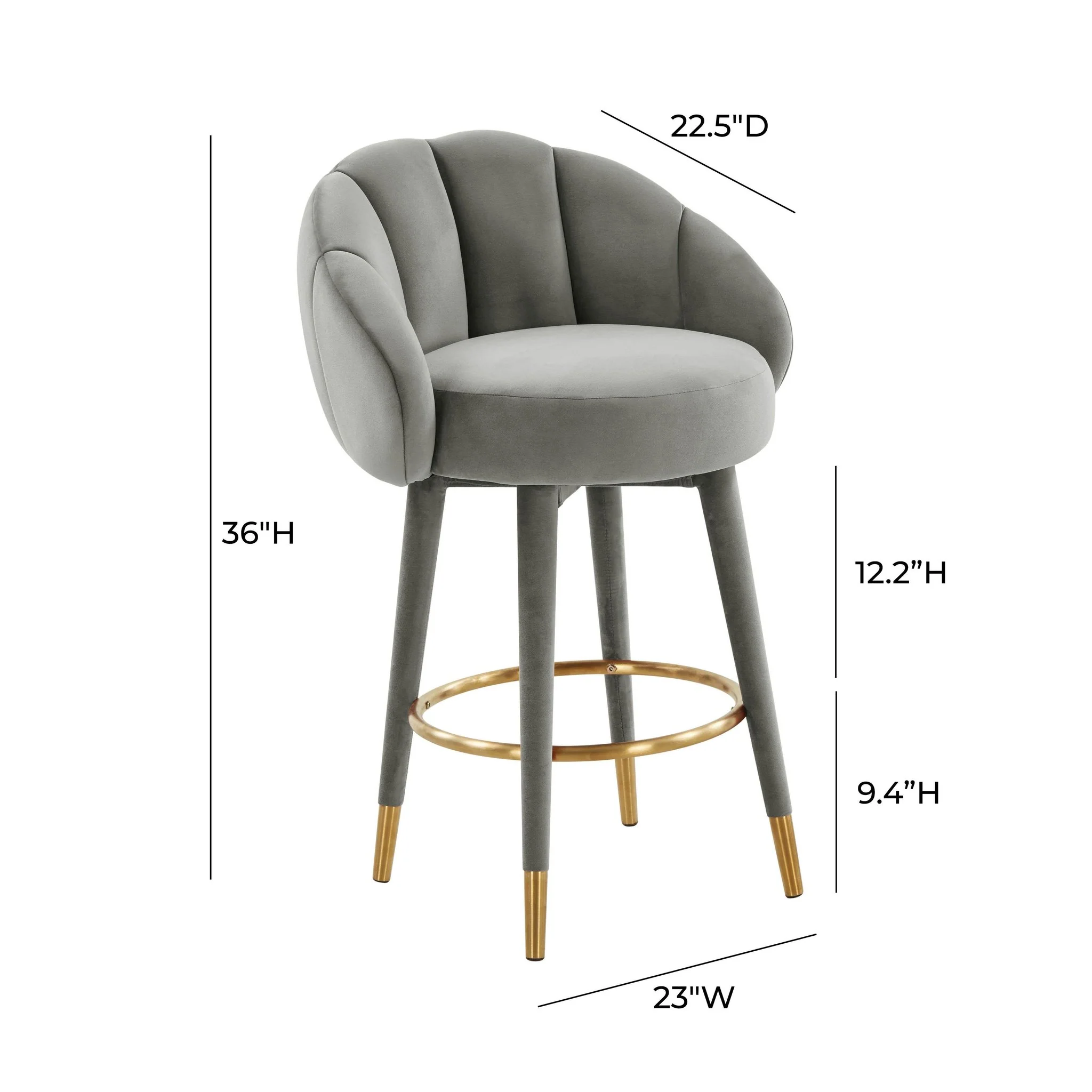 Myla Light Grey Swivel Counter Stool - Image 8