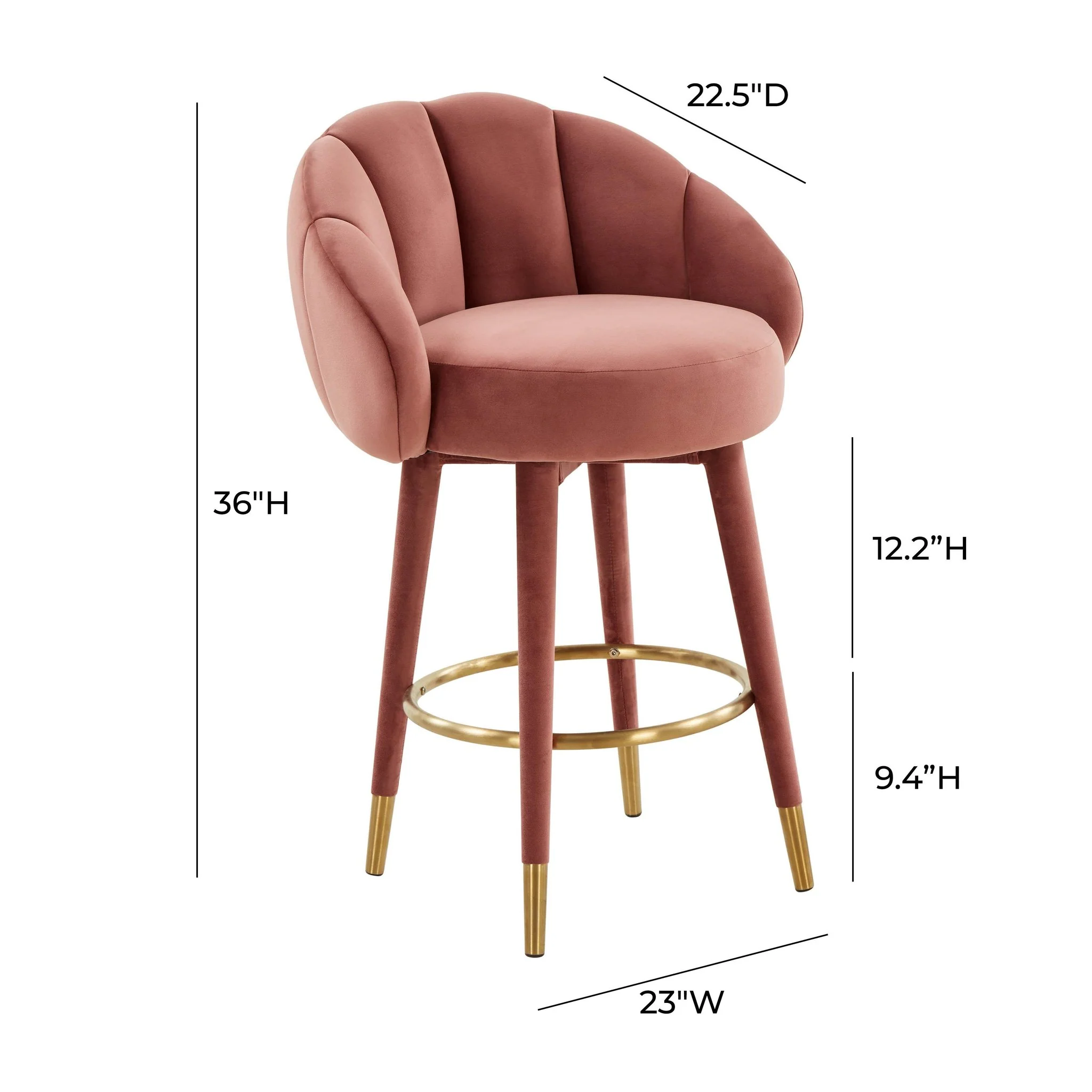 Myla Salmon Swivel Counter Stool - Image 8