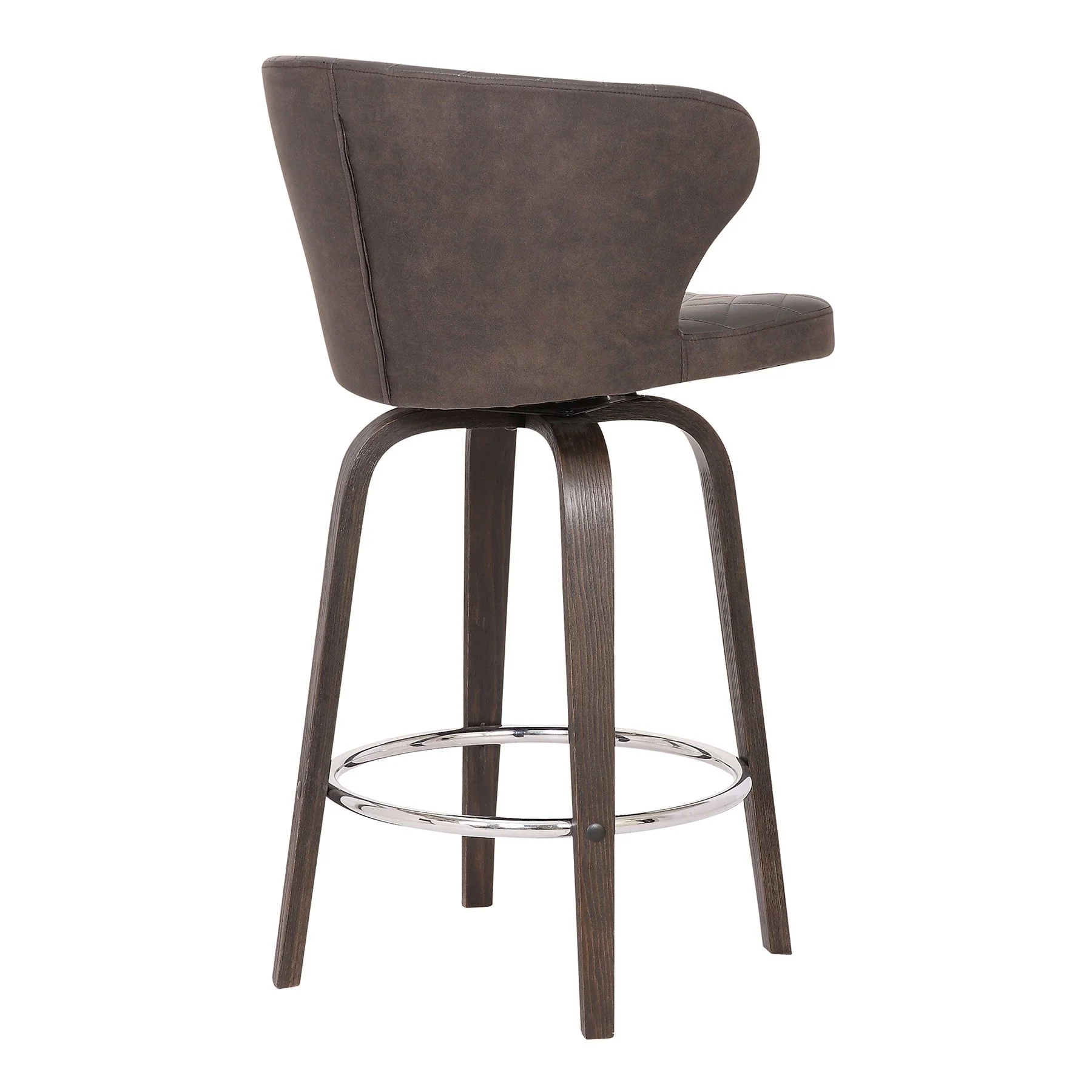 Mynette 26" Swivel Brown Faux Leather Bar Stool - Image 4