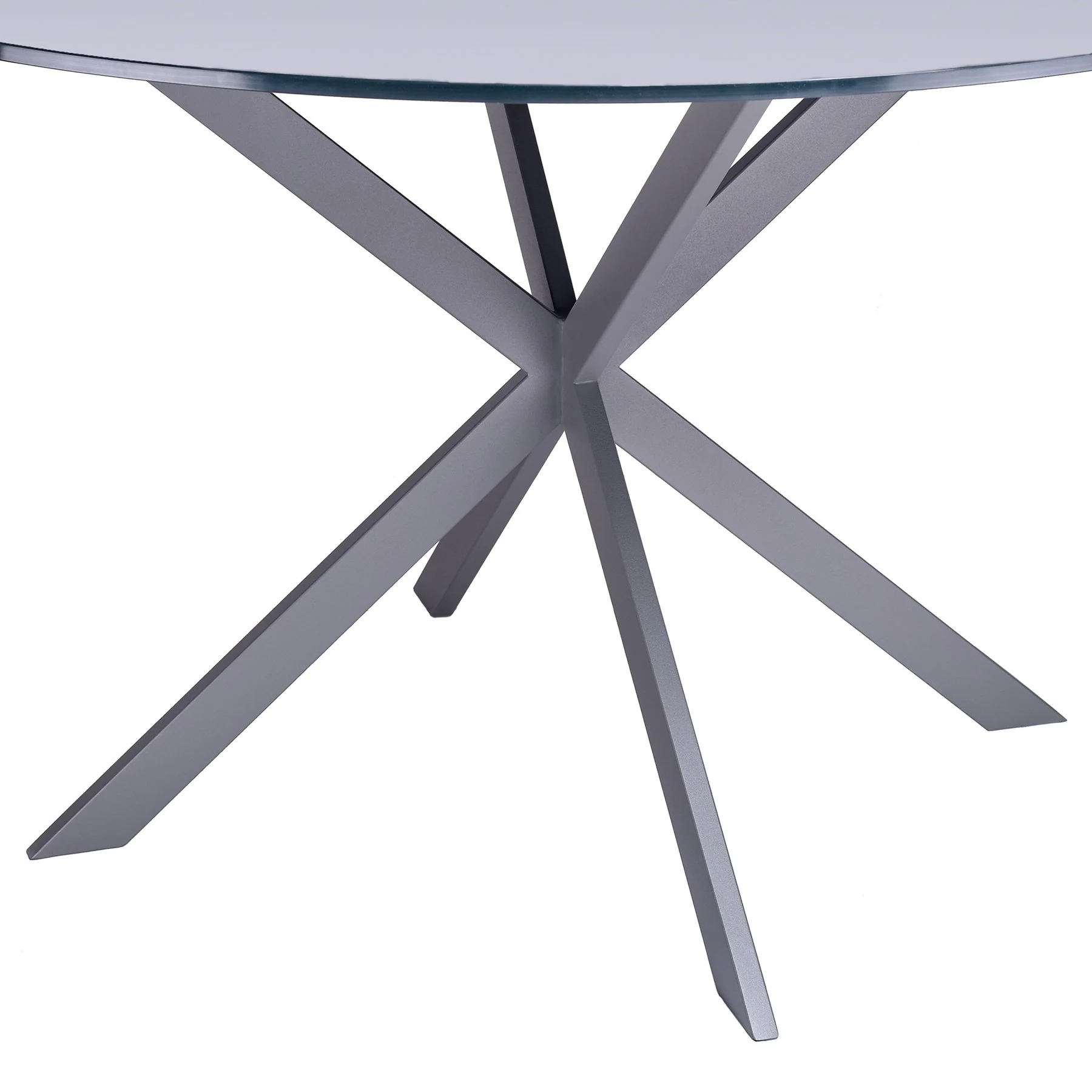 Mystere Modern Dining Table in Gray Powder Coated finish with Gray Tempered Glass Top - Image 3